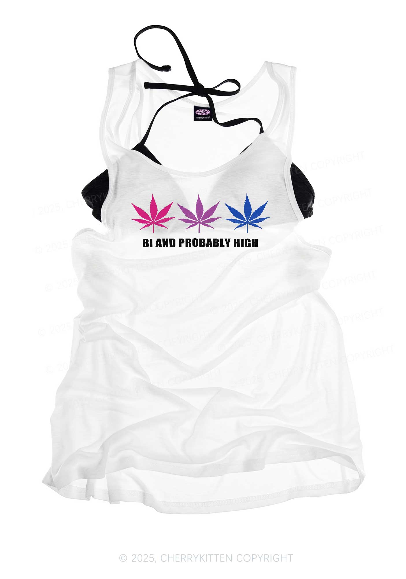 Bi Probably High Pride Y2K Sheer Boyfriend Tank Cherrykitten
