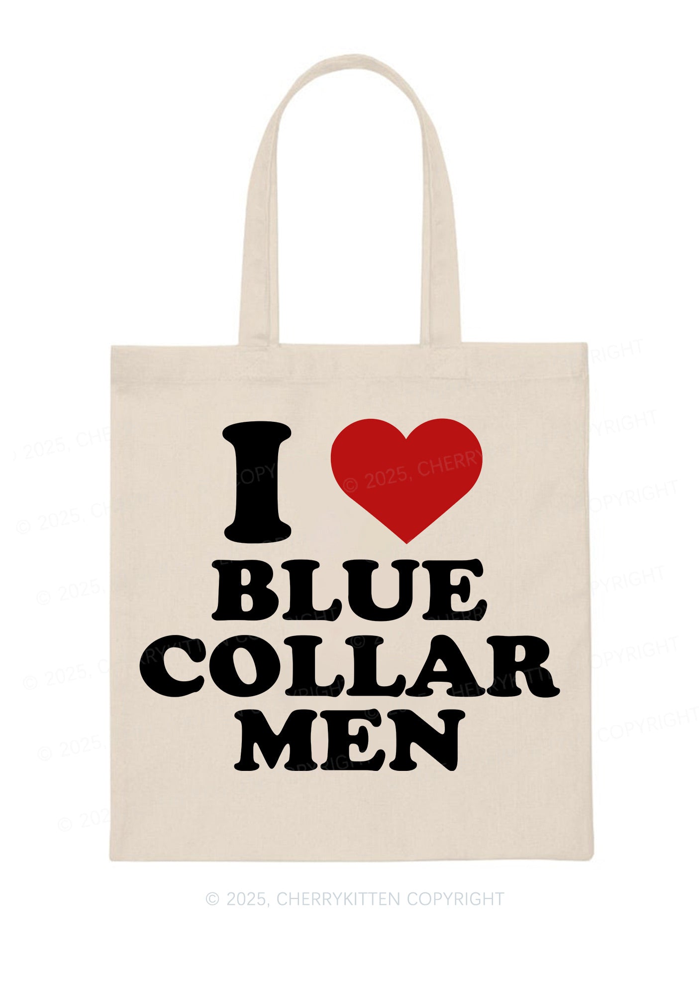 I Love Blue Collar Men Y2K Canvas Tote Bag Cherrykitten