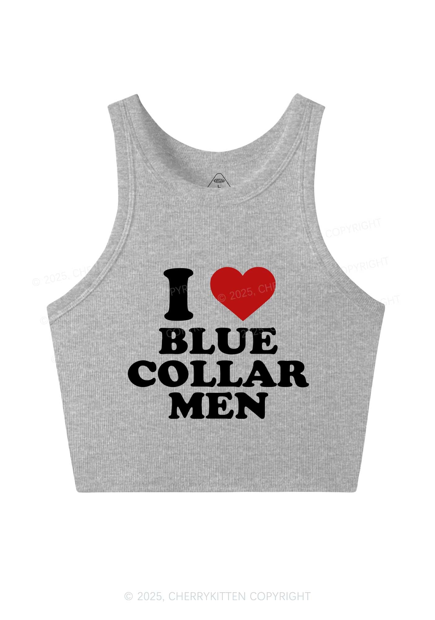 I Love Blue Collar Men Y2K Crop Tank Top Cherrykitten