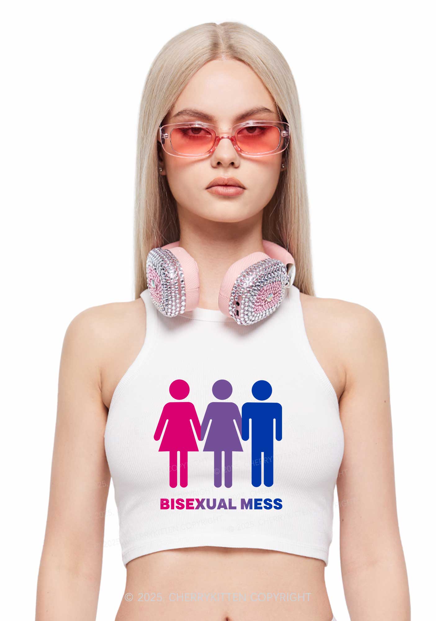 Bisexual Mess Love Pride Y2K Crop Tank Top Cherrykitten