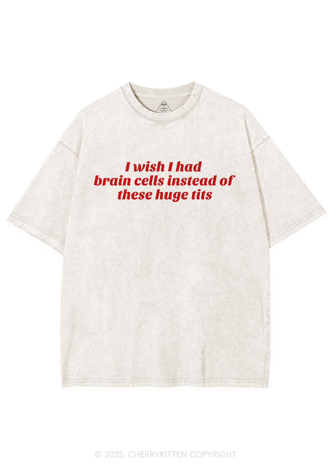 I Wish Brain Cells Y2K Shirts Washed Tee Cherrykitten