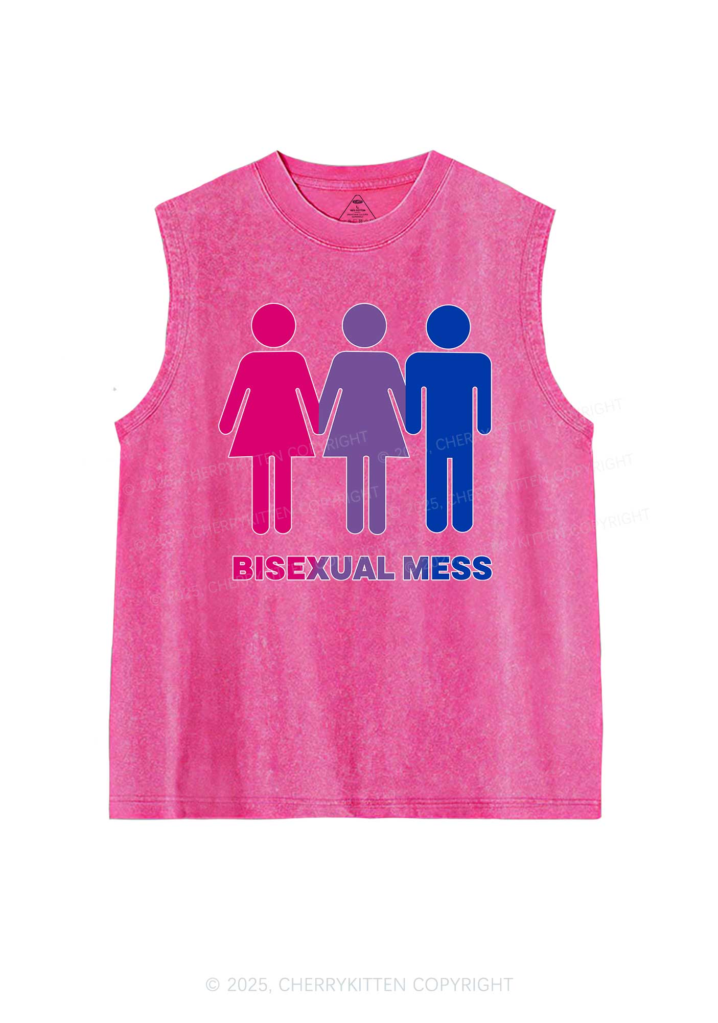 Bisexual Mess Love Pride Y2K Washed Muscle Tank Cherrykitten