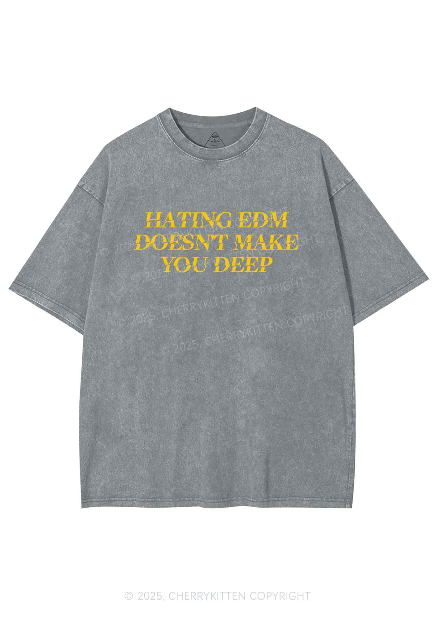 Hating Edm Y2K Shirts Washed Tee Cherrykitten