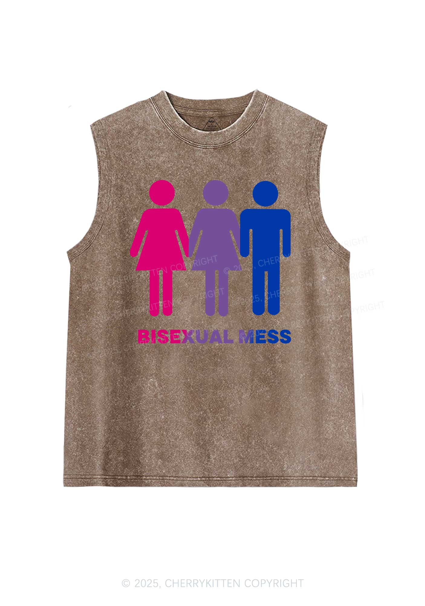 Bisexual Mess Love Pride Y2K Washed Muscle Tank Cherrykitten