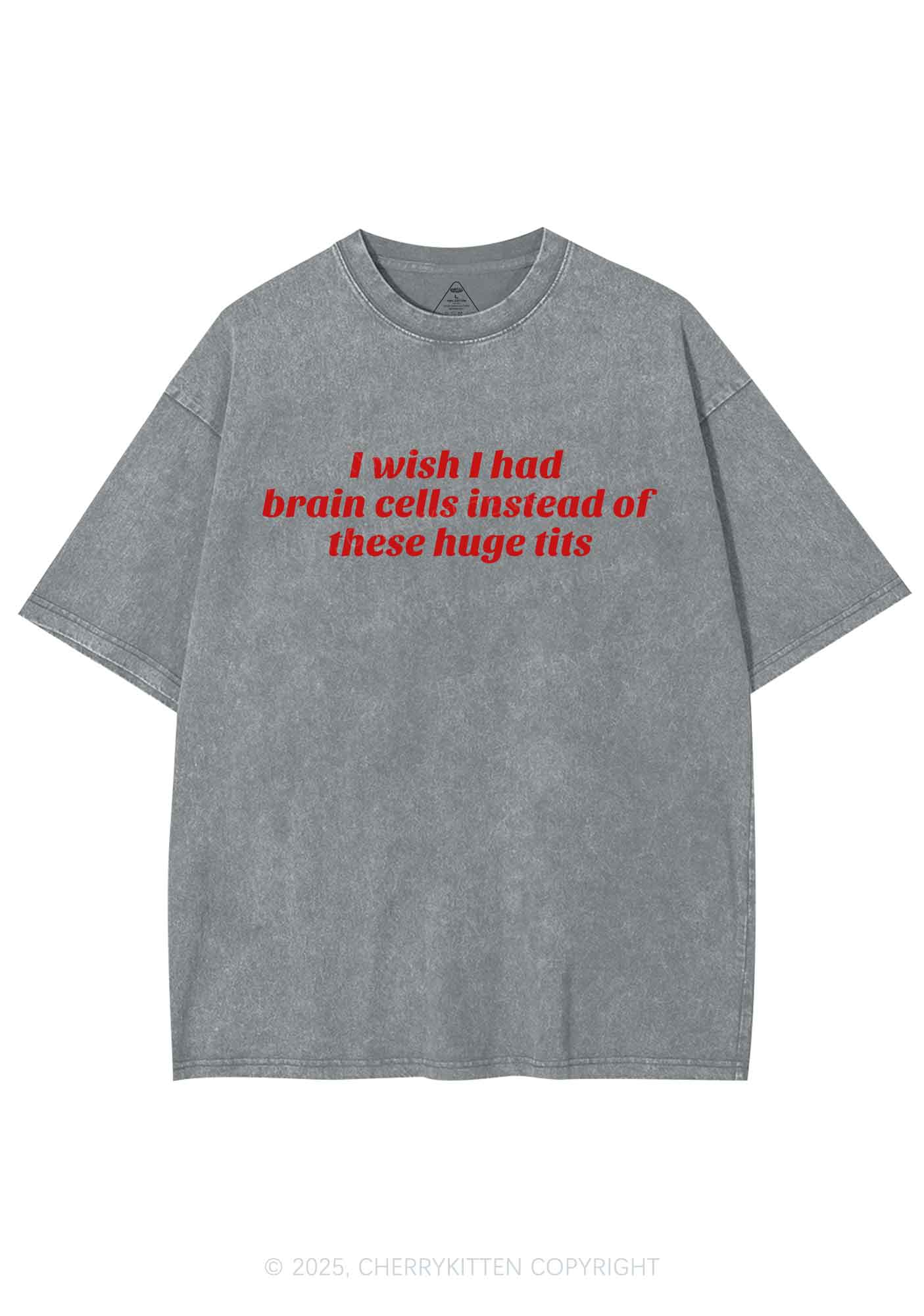 I Wish Brain Cells Y2K Shirts Washed Tee Cherrykitten
