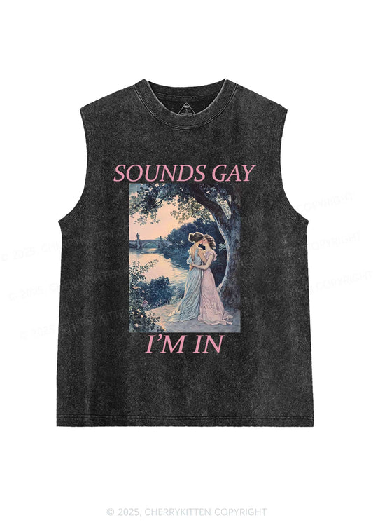 Sounds Gay Im In Pride Y2K Washed Muscle Tank Cherrykitten