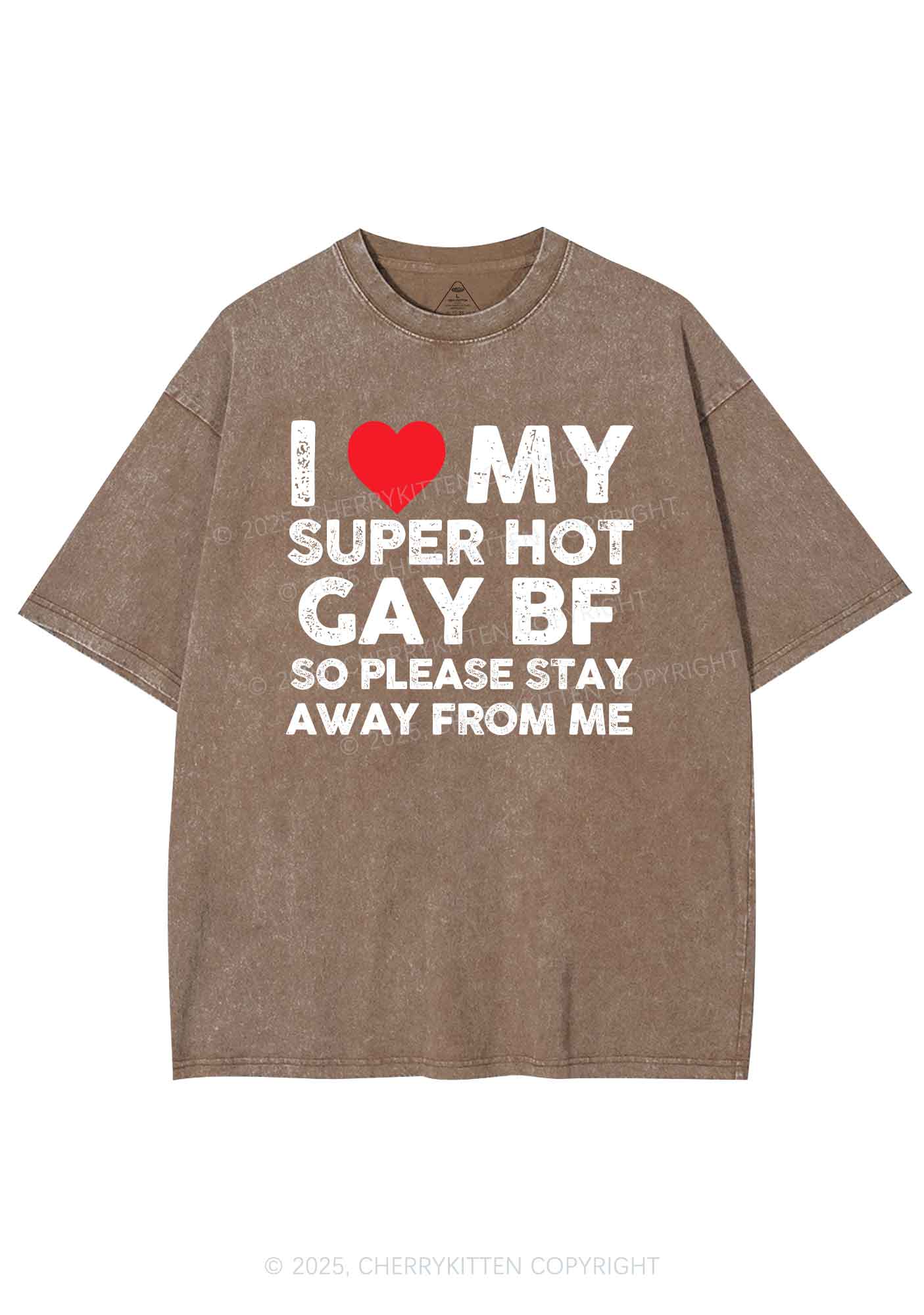 I Love My Hot BF Pride Y2K Shirts Washed Tee Cherrykitten