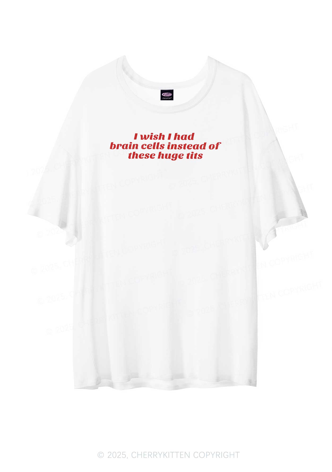 I Wish Brain Cells Y2K Sheer Boyfriend Tee Cherrykitten