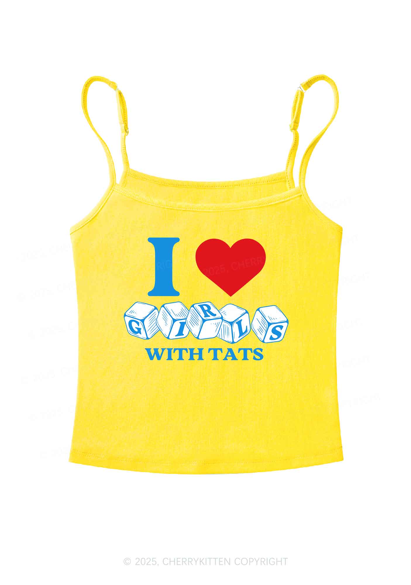 I Love Girls With Tats Y2K Spaghetti Strap Cami Cherrykitten