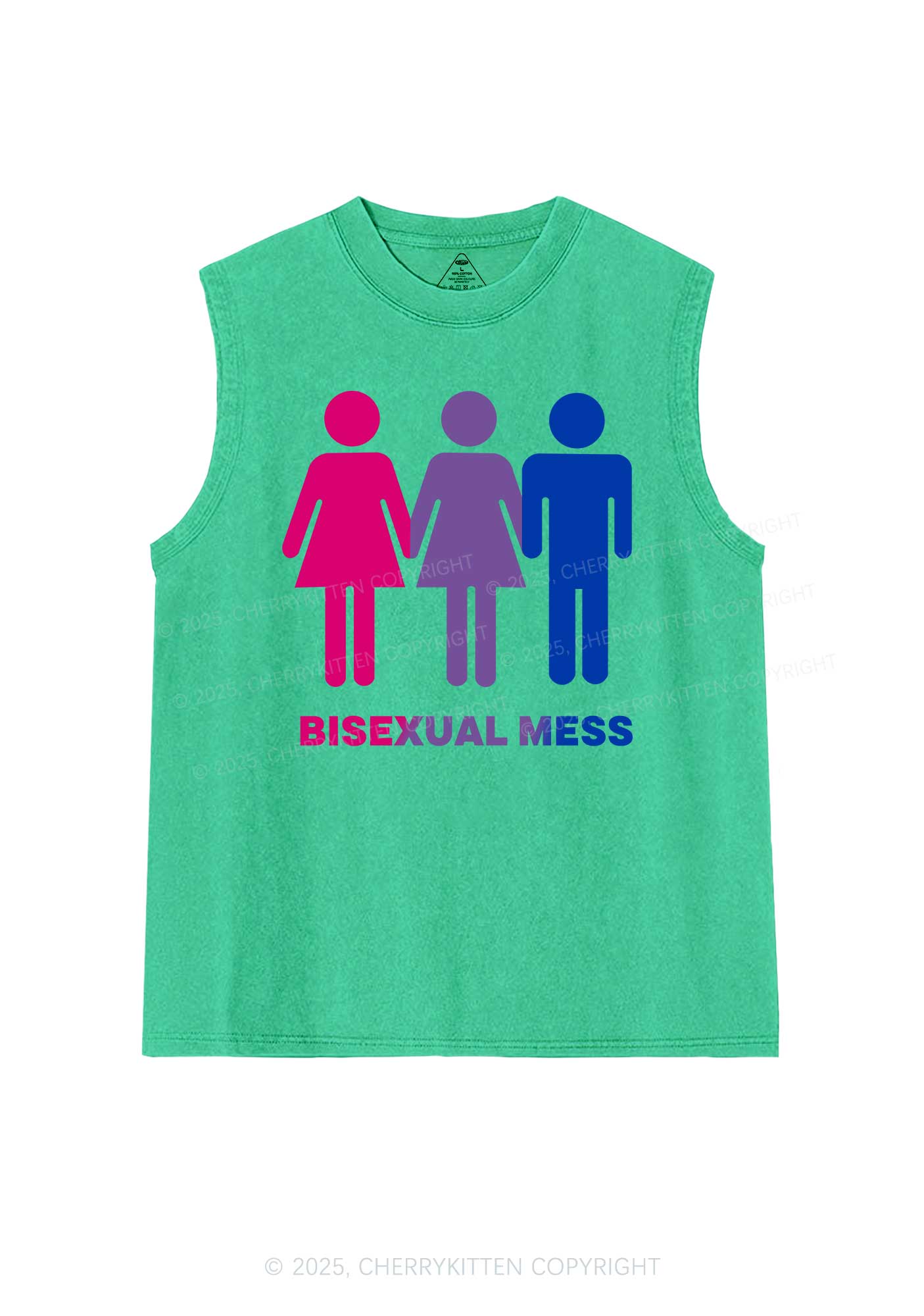 Bisexual Mess Love Pride Y2K Washed Muscle Tank Cherrykitten