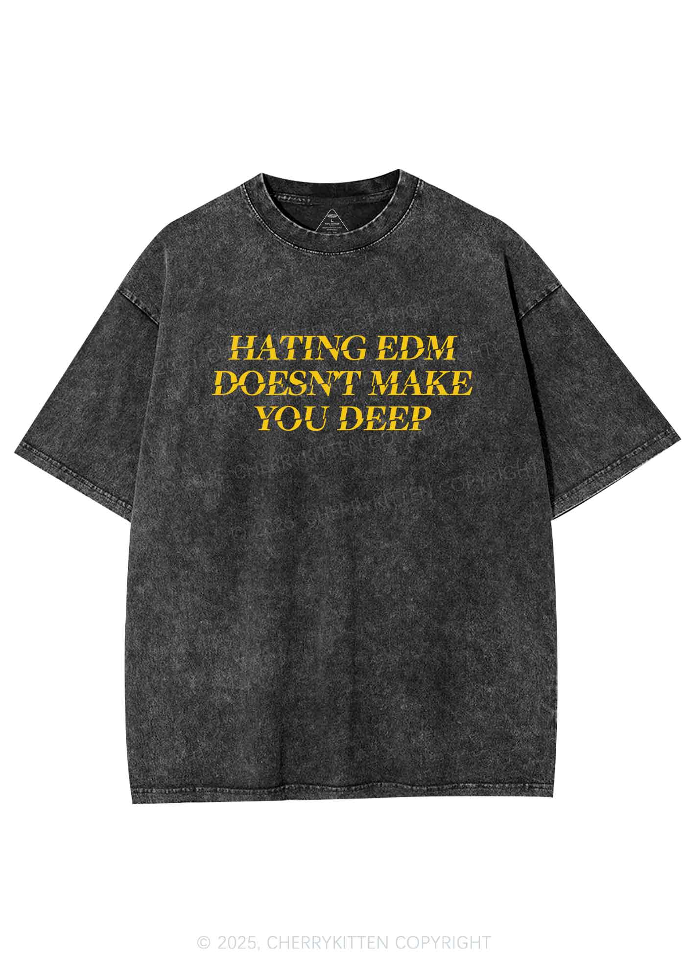 Hating Edm Y2K Shirts Washed Tee Cherrykitten