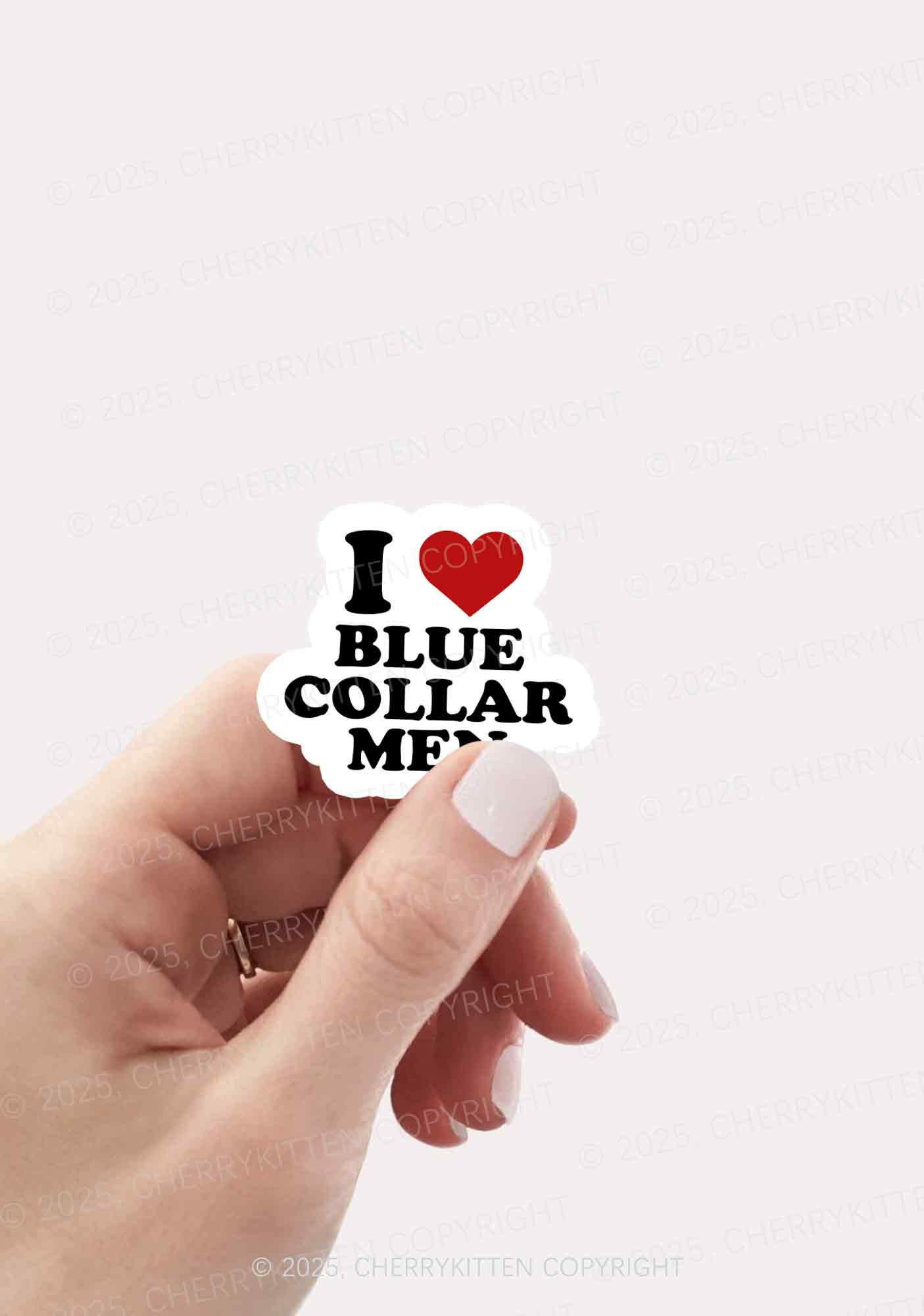 I Love Blue Collar Men 1Pc Y2K Sticker Cherrykitten