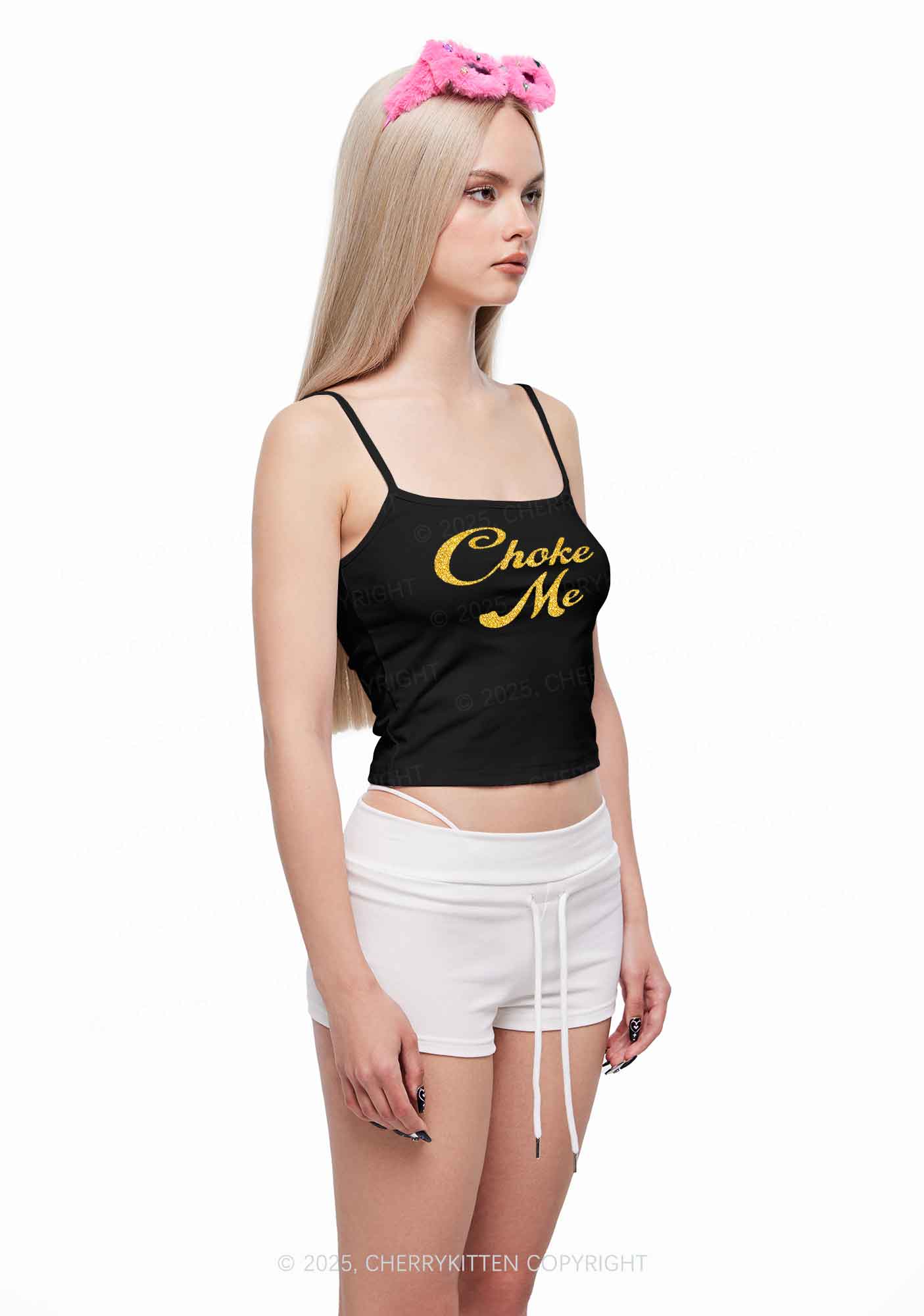 Glitter Choke Me Y2K Spaghetti Strap Cami Cherrykitten