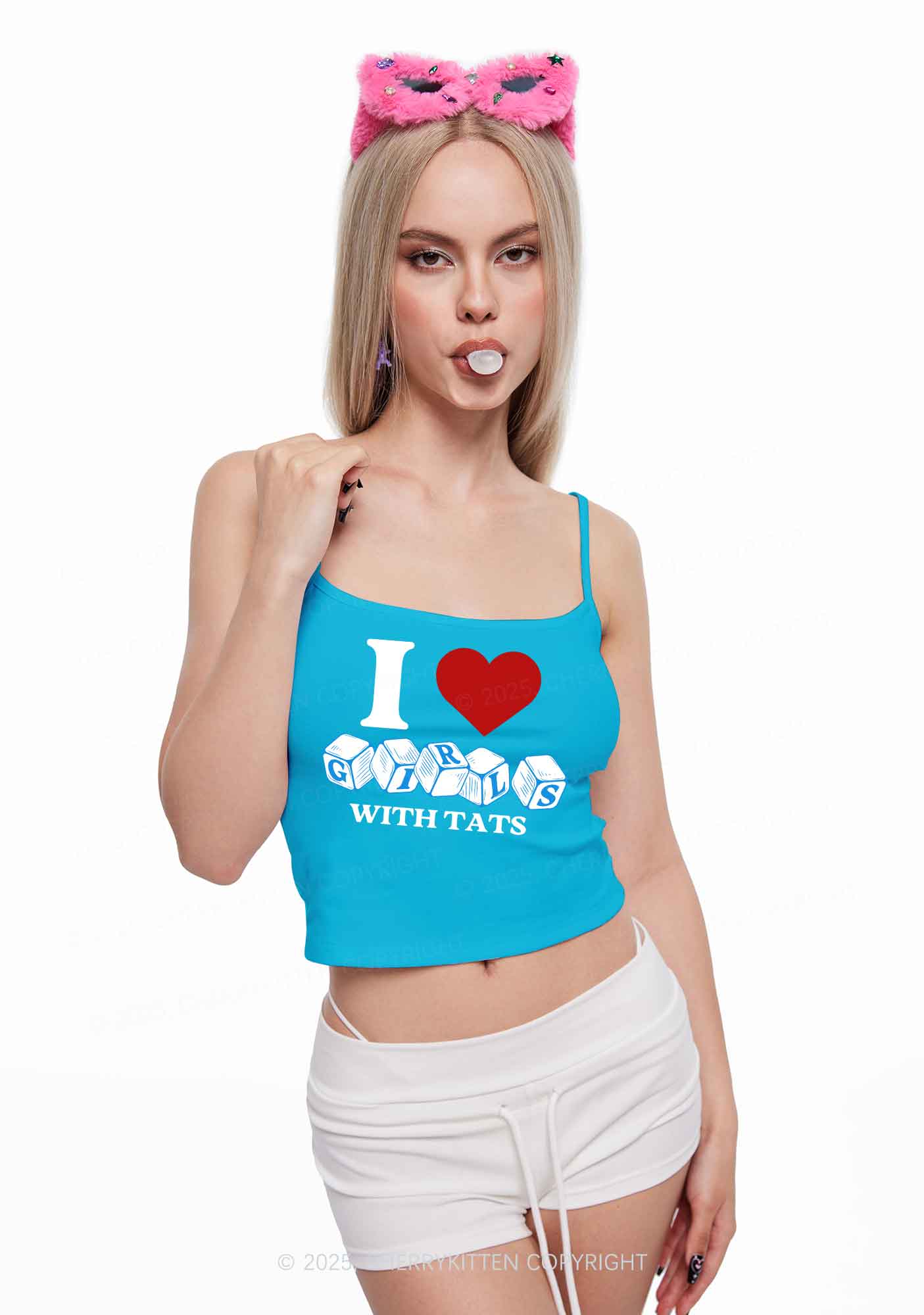 I Love Girls With Tats Y2K Spaghetti Strap Cami Cherrykitten