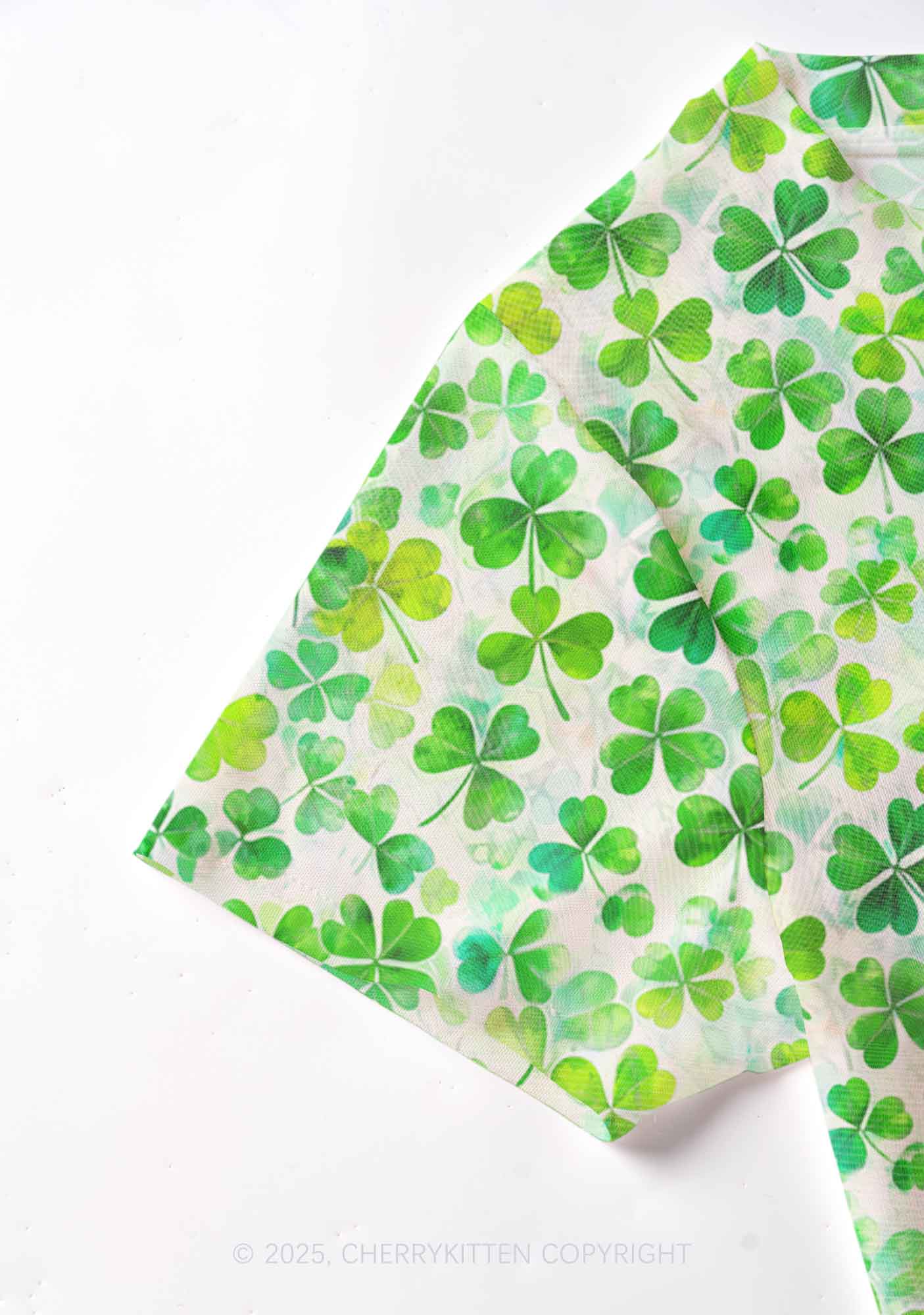 Green Shamrock Y2K Mesh Crop Top Cherrykitten