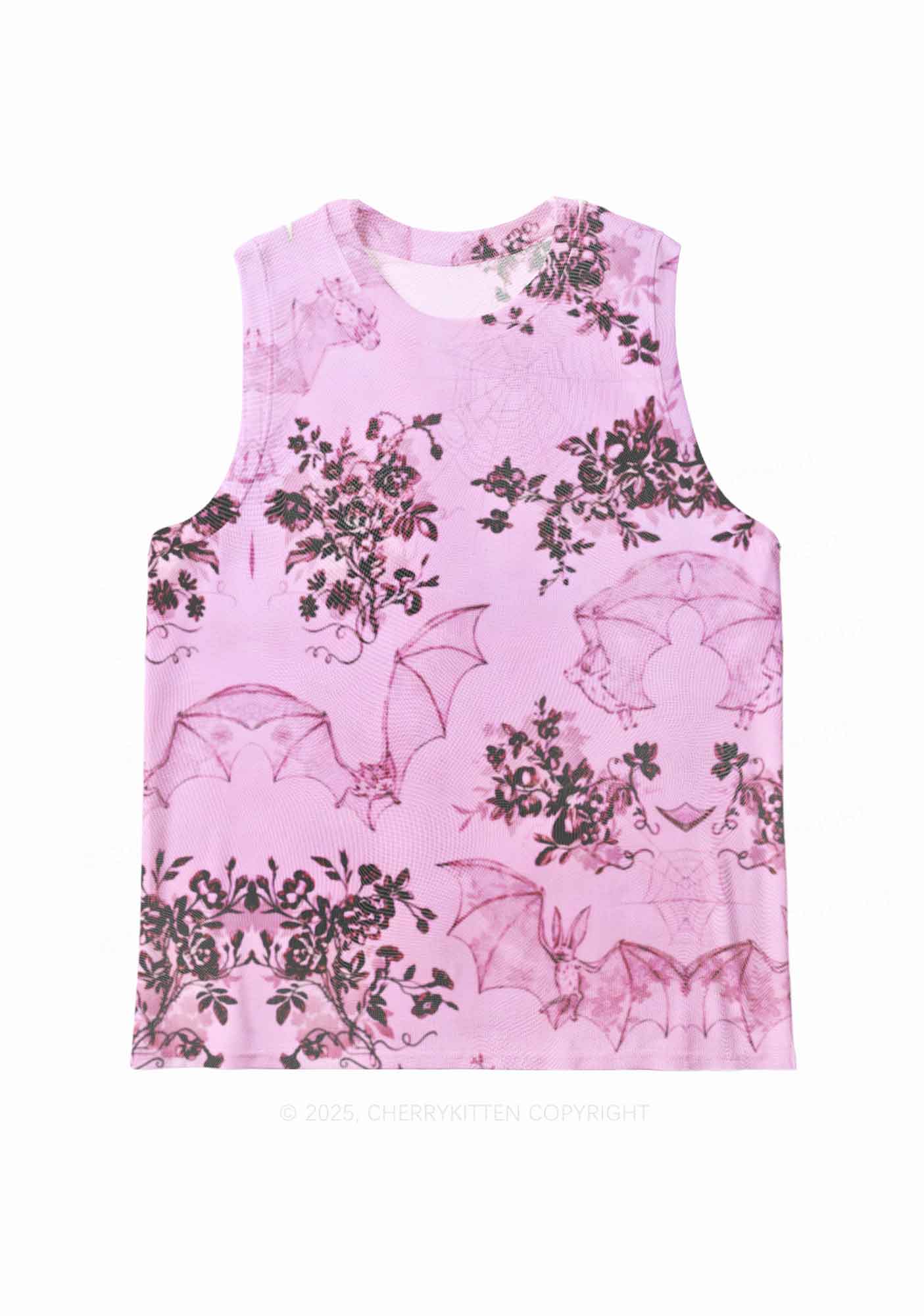 Pink Bat Y2K Mesh Muscle Tank Cherrykitten