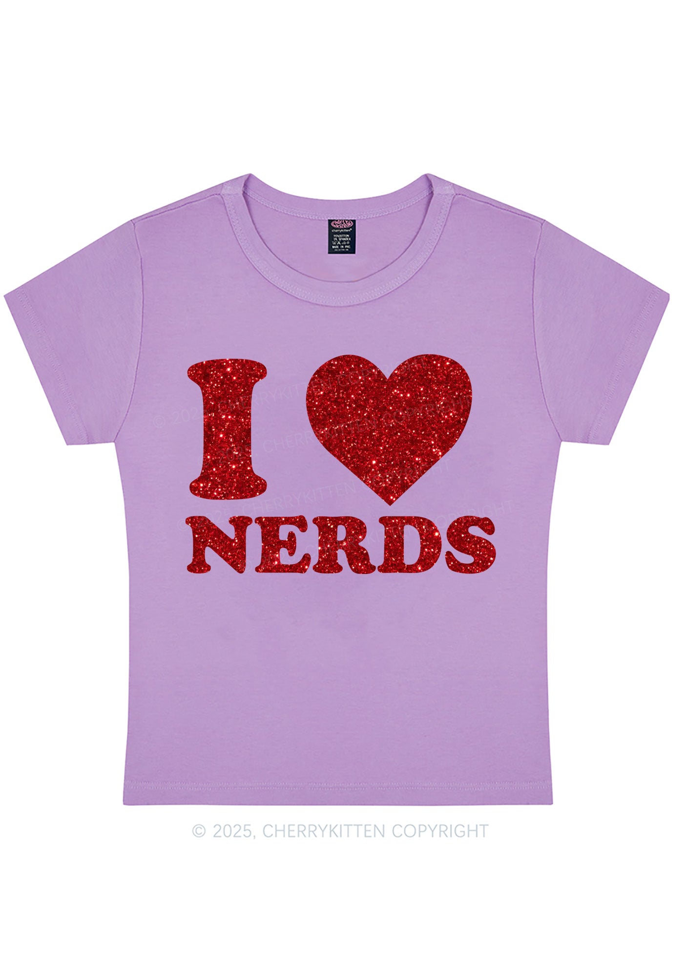 Glitter I Love Nerds Y2K Baby Tee Cherrykitten