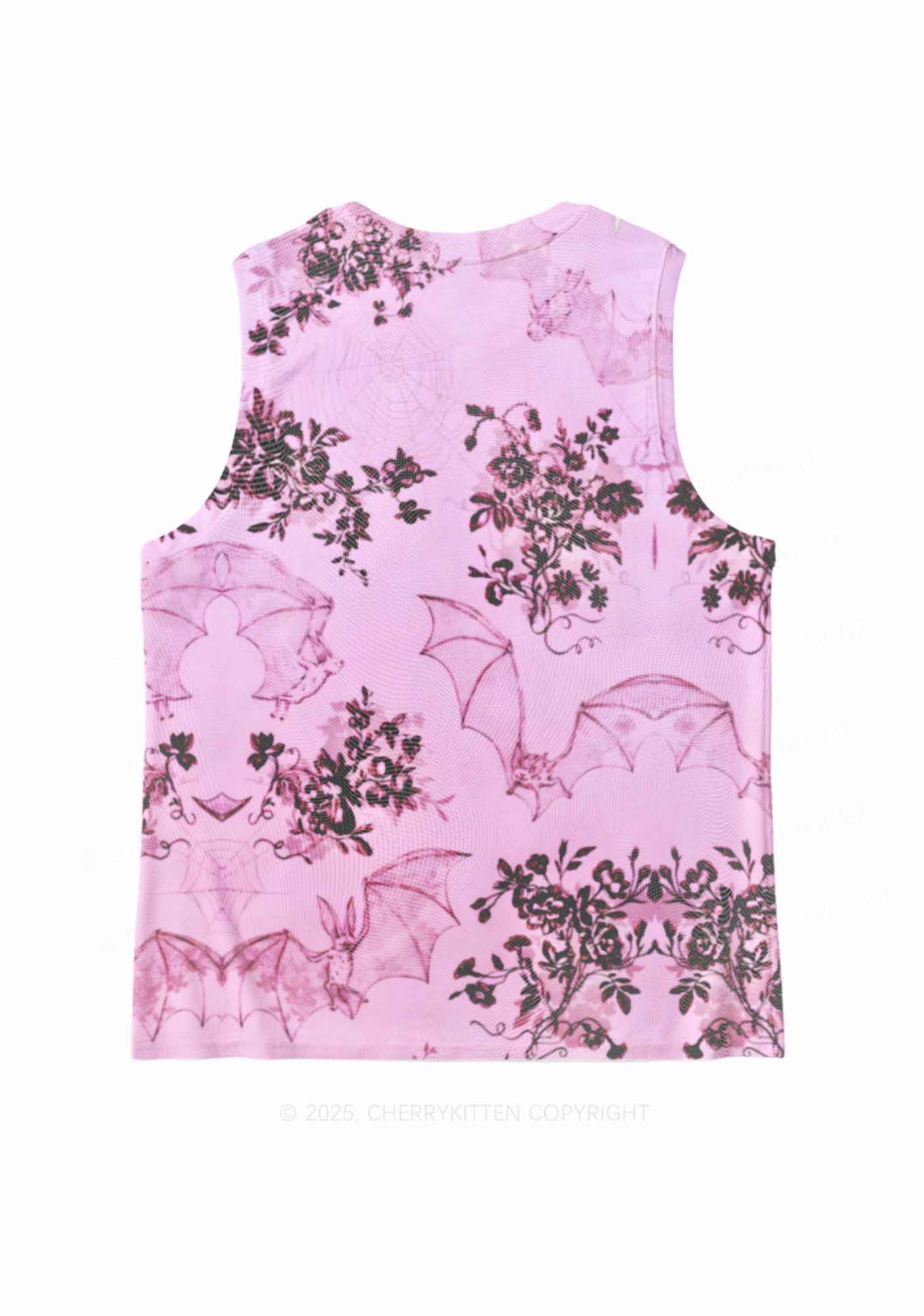 Pink Bat Y2K Mesh Muscle Tank Cherrykitten
