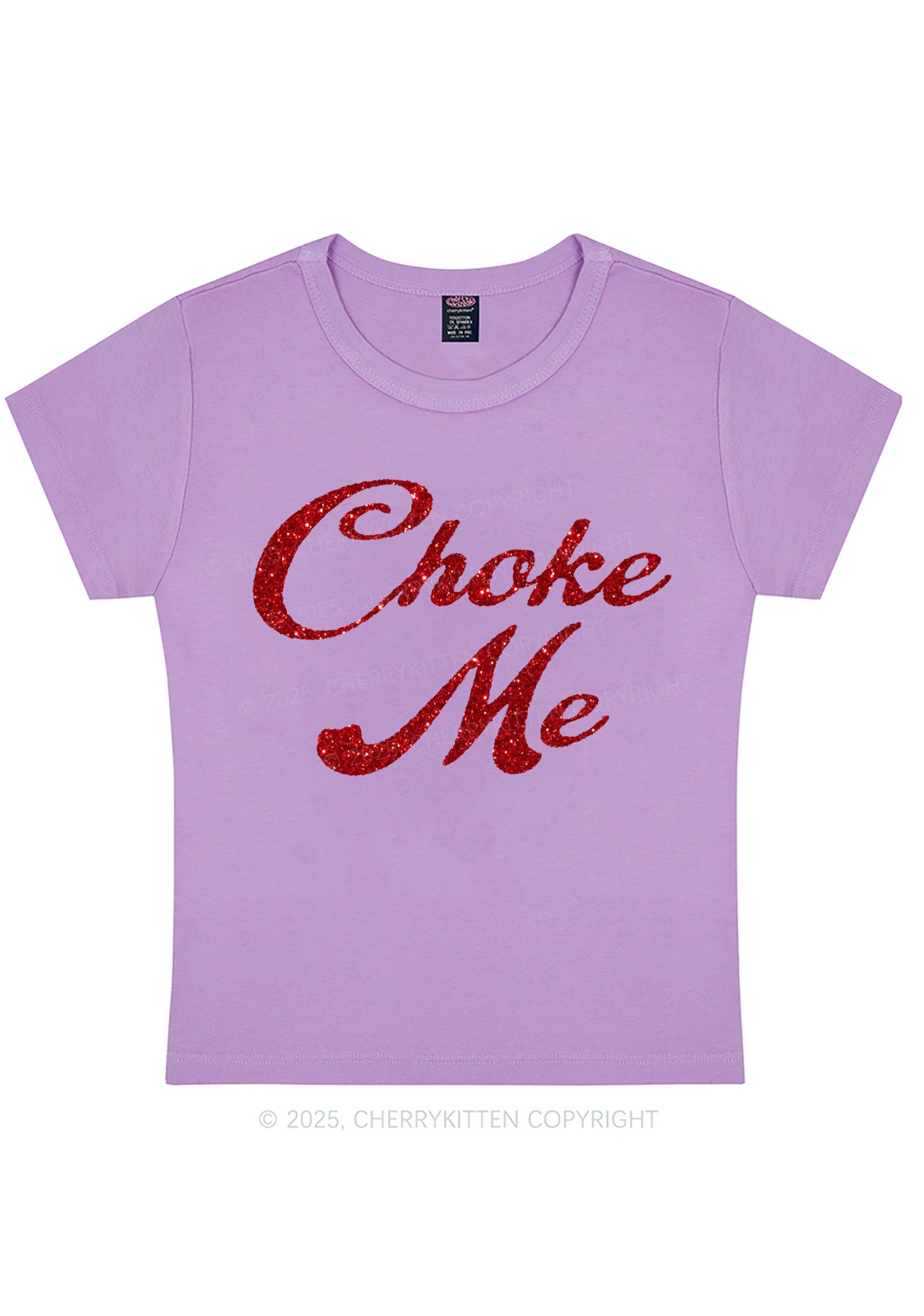 Glitter Choke Me Y2K Baby Tee Cherrykitten