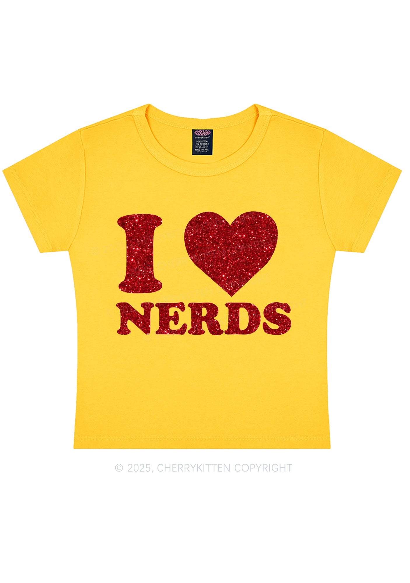 Glitter I Love Nerds Y2K Baby Tee Cherrykitten
