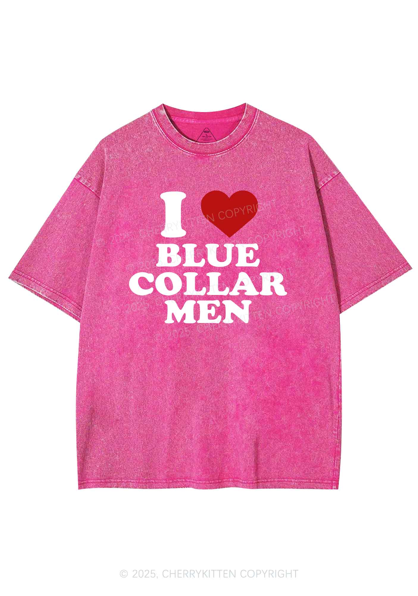 I Love Blue Collar Men Y2K Shirts Washed Tee Cherrykitten