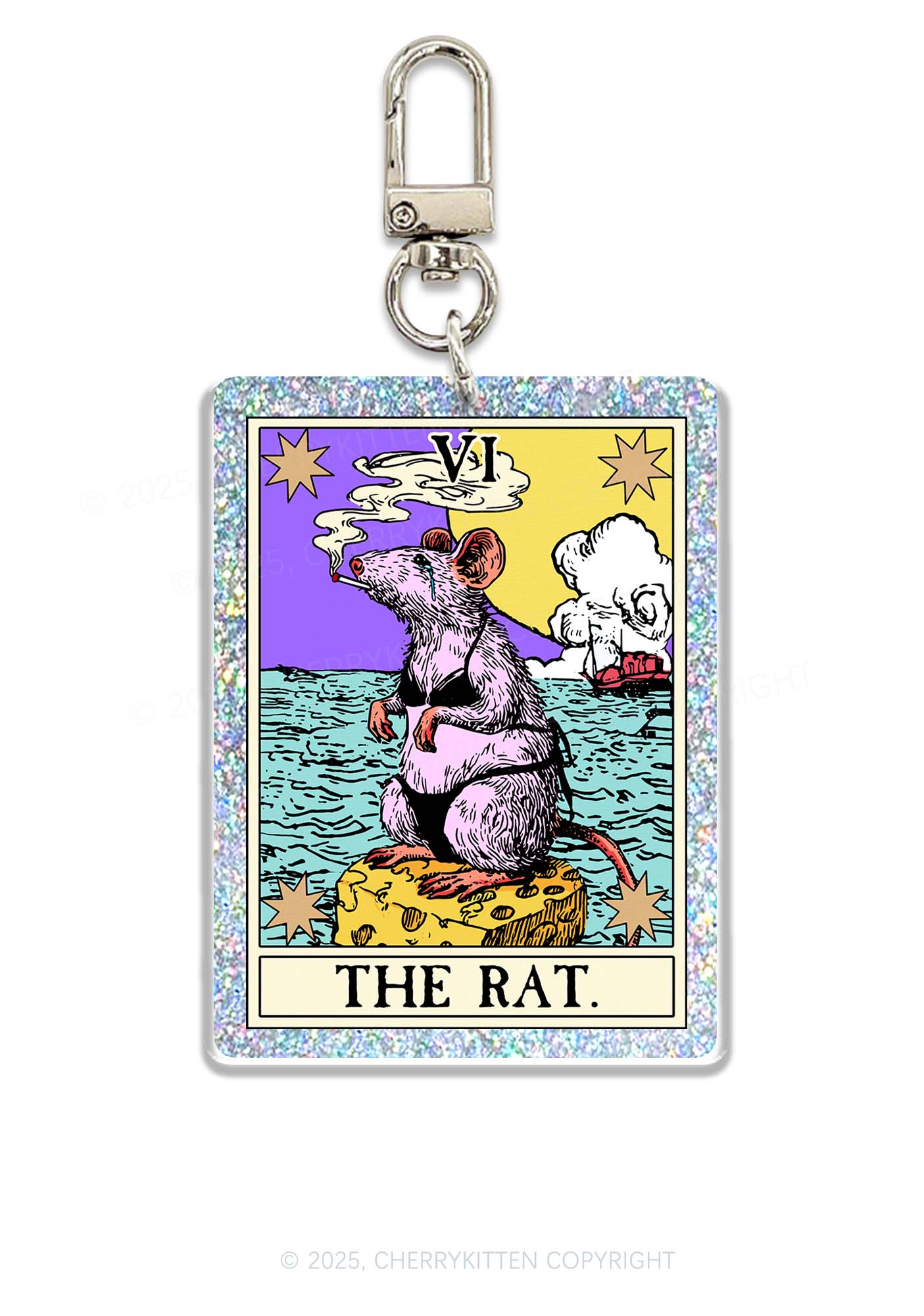 The Rat Smoking 1Pc Y2K Glitter Keychain Cherrykitten