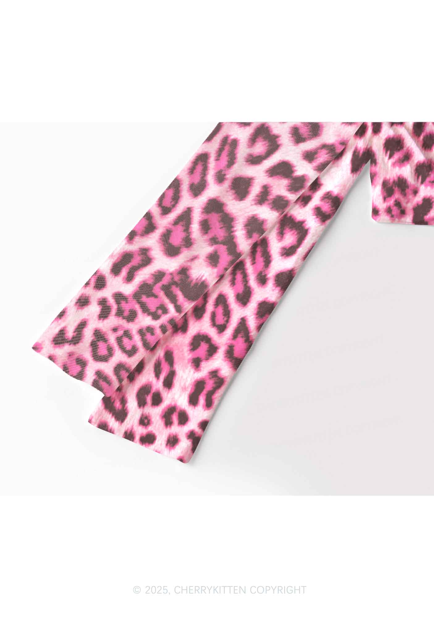 Pink Leopard Y2K Mesh Long Sleeve Crop Top Cherrykitten