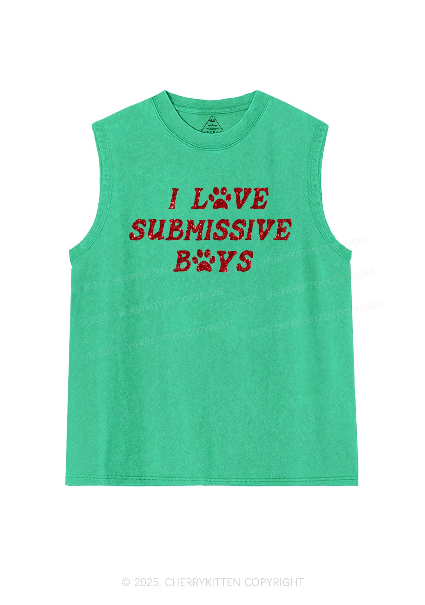 Glitter I Love S Boys Y2K Washed Muscle Tank Cherrykitten