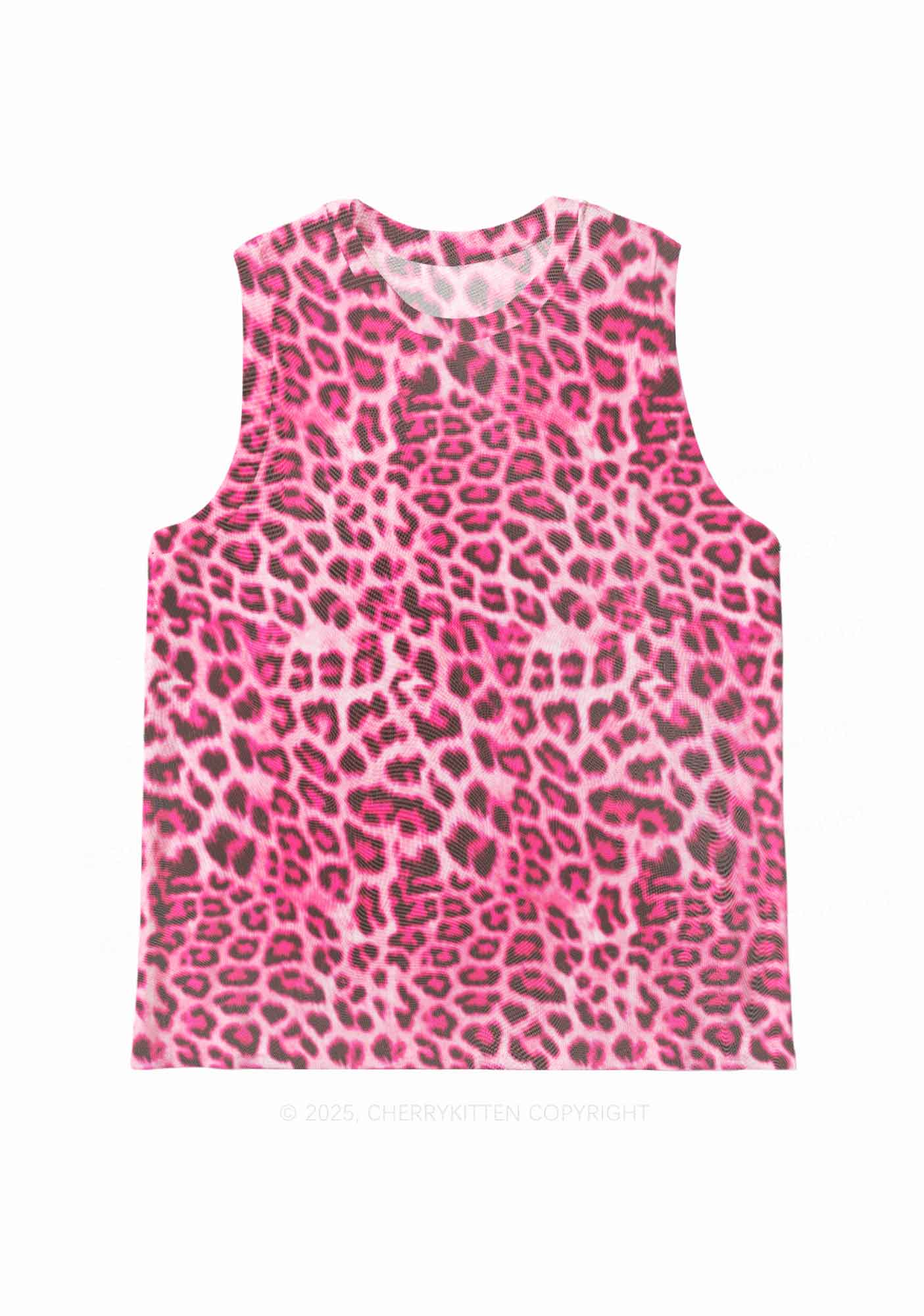Pink Leopard Y2K Mesh Muscle Tank Cherrykitten