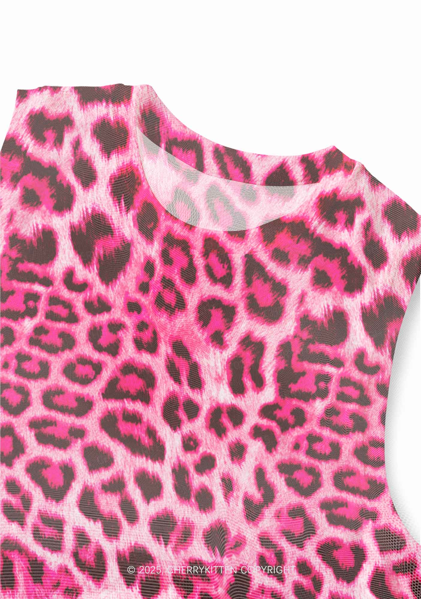 Pink Leopard Y2K Mesh Muscle Tank Cherrykitten