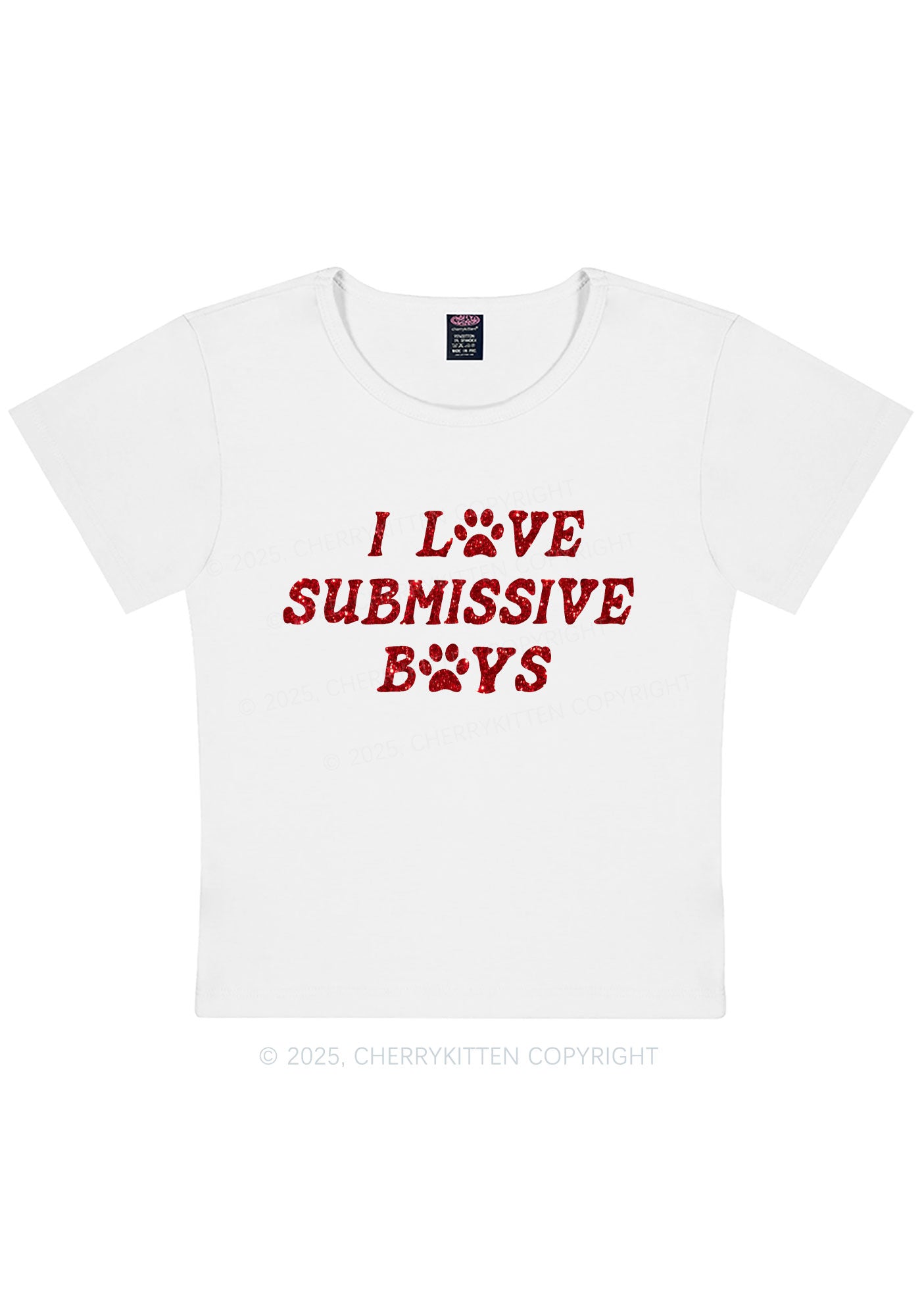 Glitter I Love S Boys Y2K Baby Tee Cherrykitten