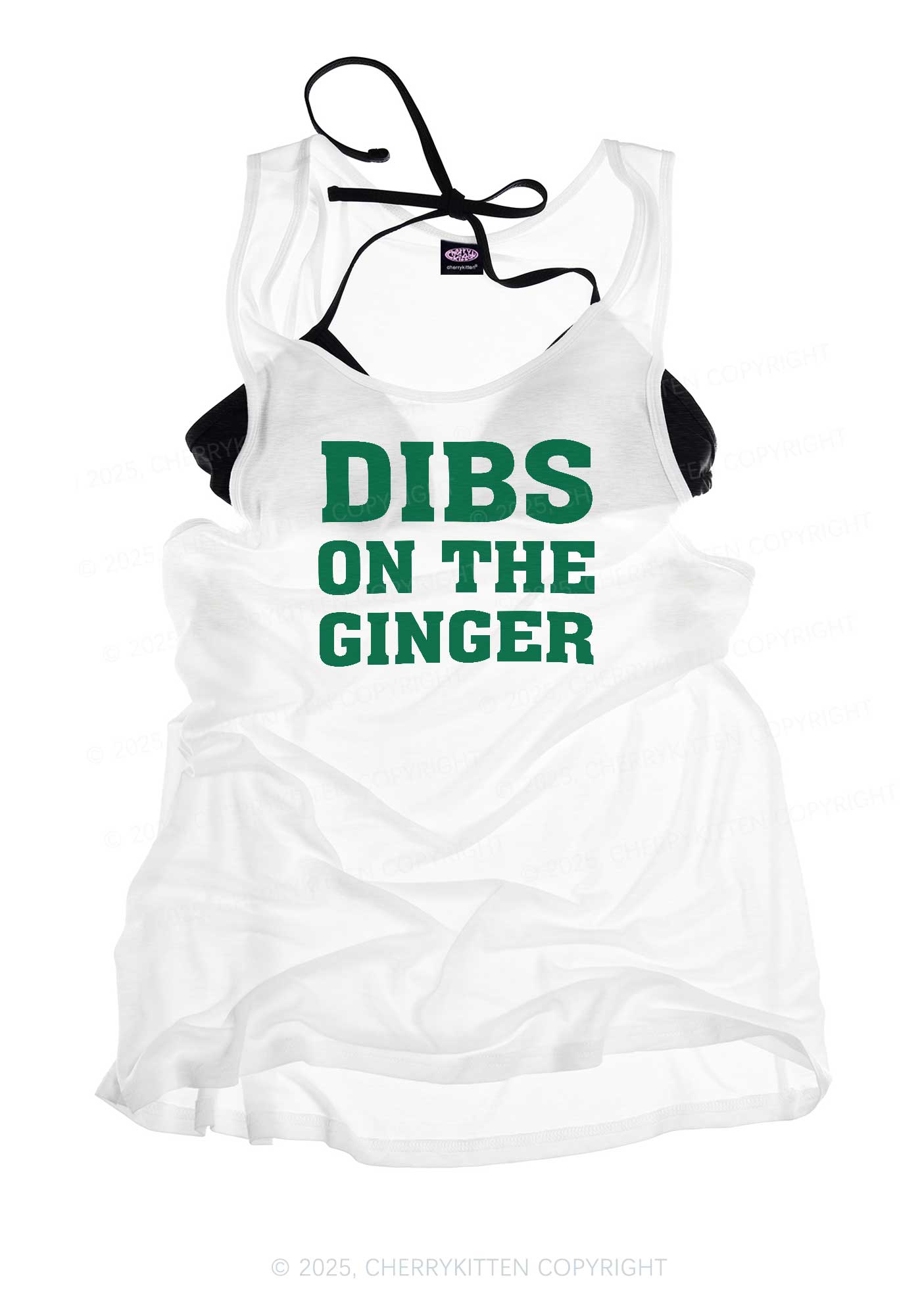 Dibs On The Ginger St Patricks Y2K Sheer Boyfriend Tank Cherrykitten