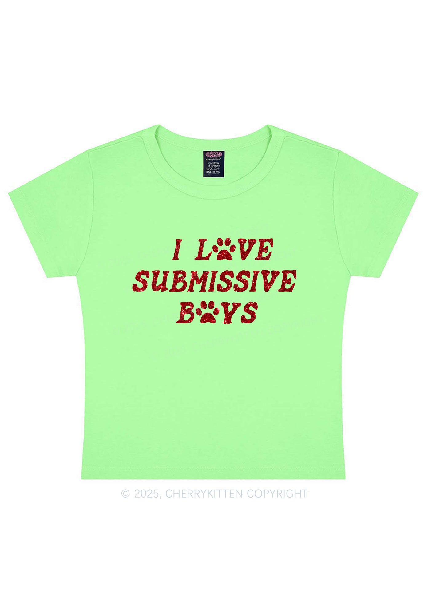 Glitter I Love S Boys Y2K Baby Tee Cherrykitten
