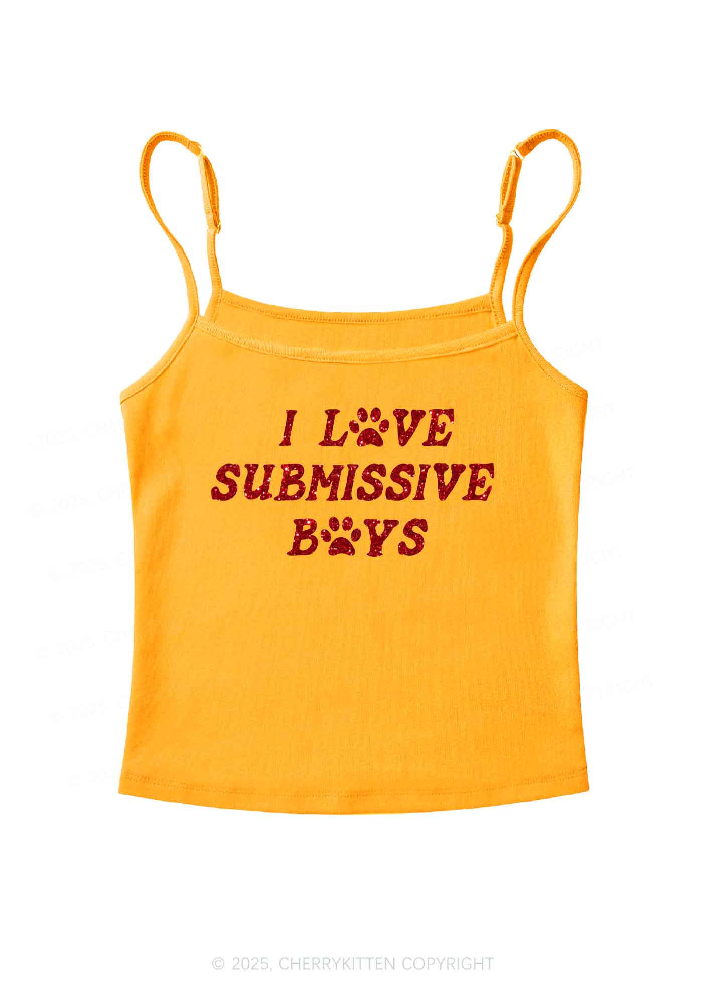 Glitter I Love S Boys Y2K Spaghetti Strap Cami Cherrykitten
