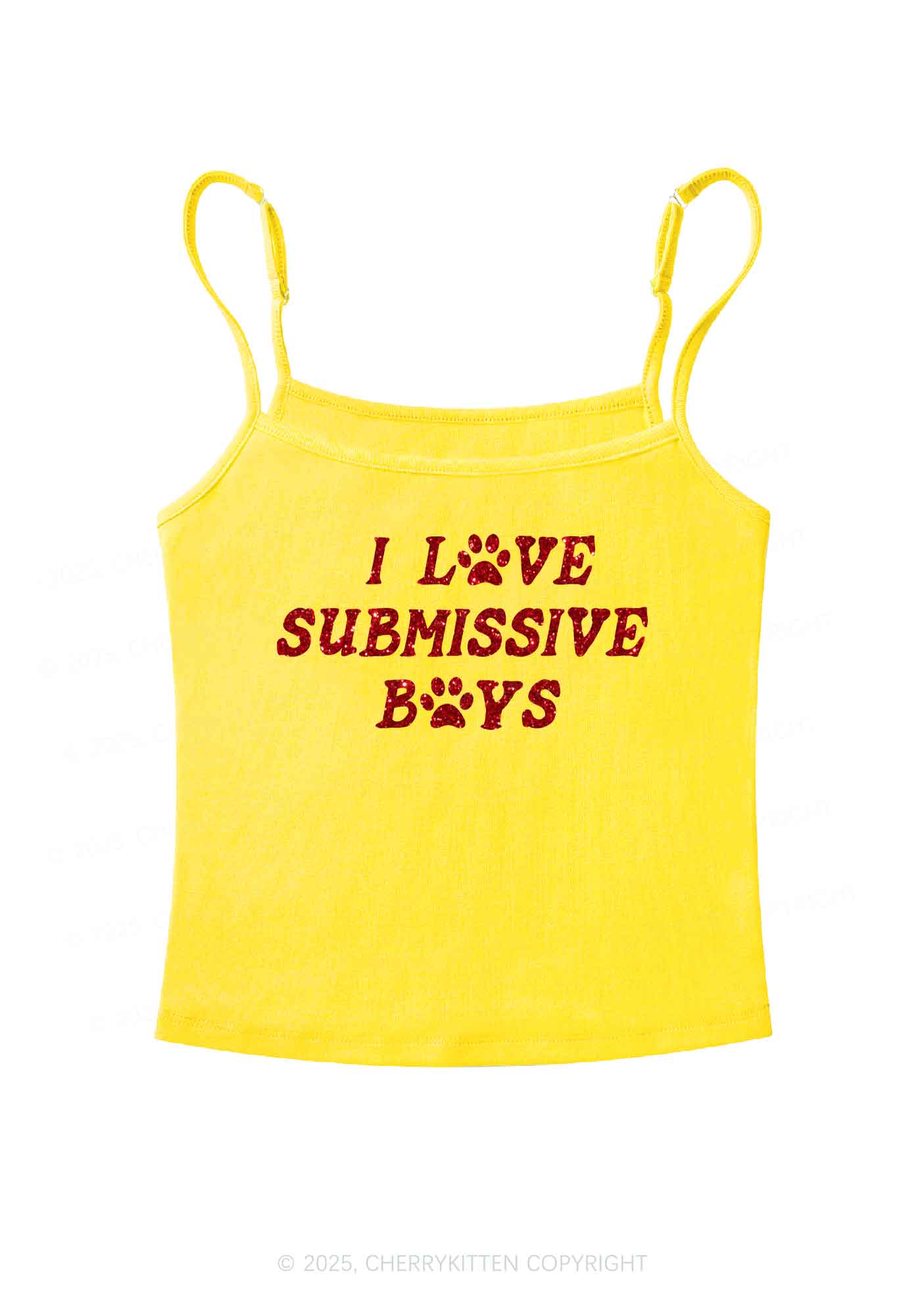 Glitter I Love S Boys Y2K Spaghetti Strap Cami Cherrykitten
