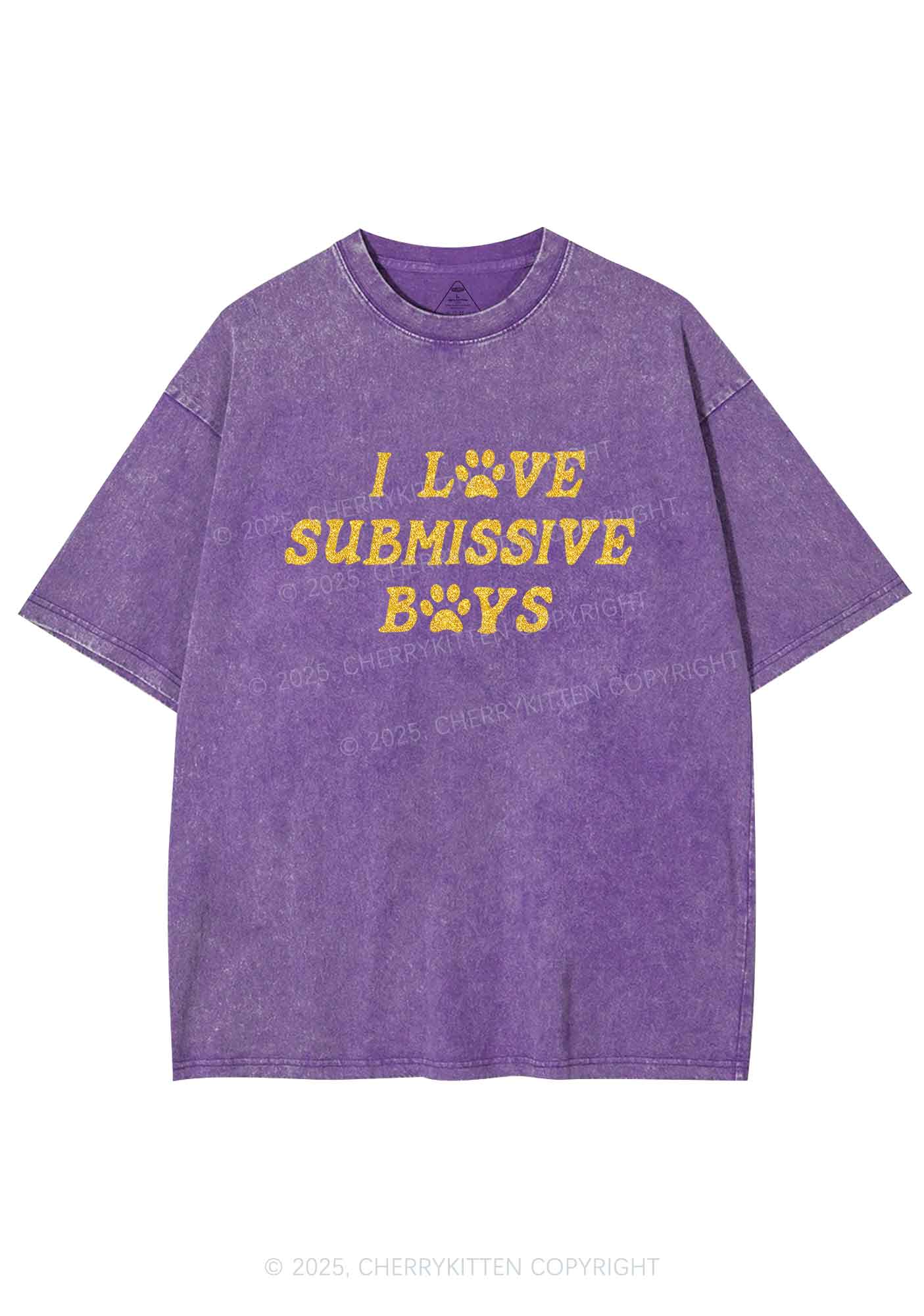 Glitter I Love S Boys Y2K Shirts Washed Tee Cherrykitten