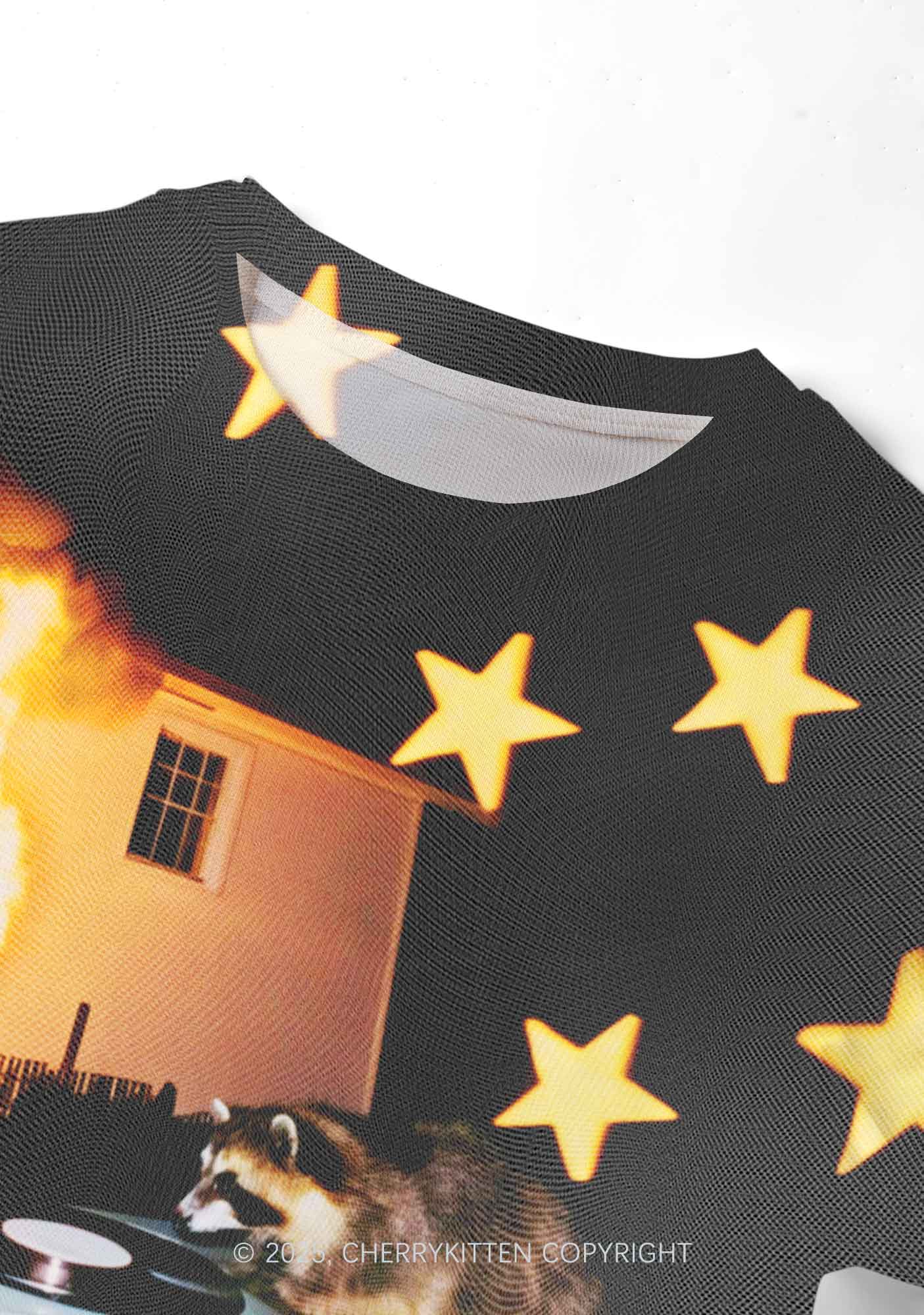 DJ Raccoon Y2K Mesh Crop Top Cherrykitten