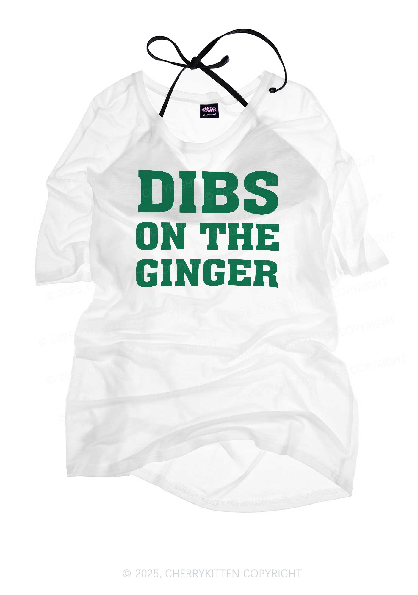 Dibs On The Ginger St Patricks Y2K Sheer Boyfriend Tee Cherrykitten