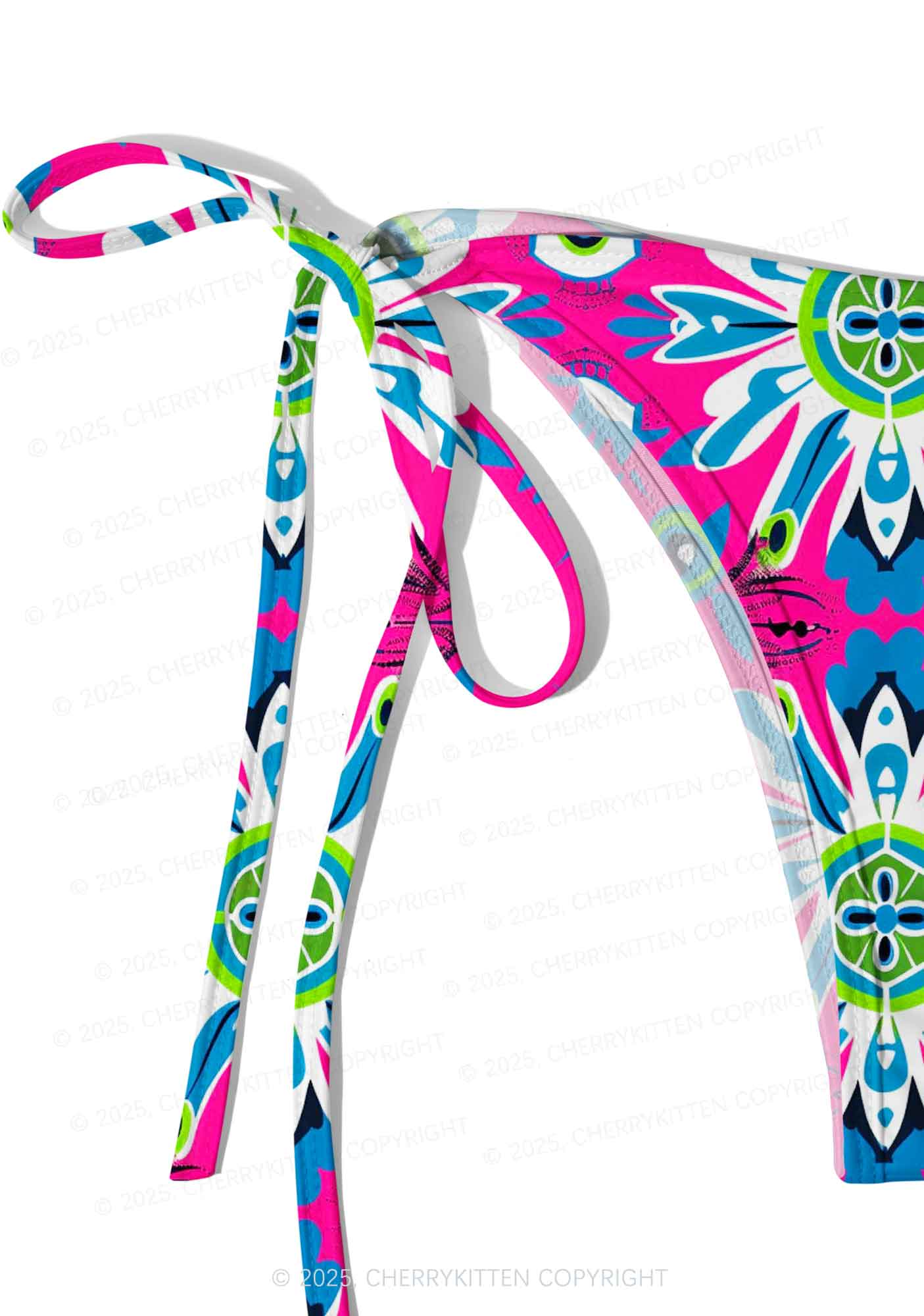 Colorful Symmetric Blooms Y2K Print Bikini Set Cherrykitten