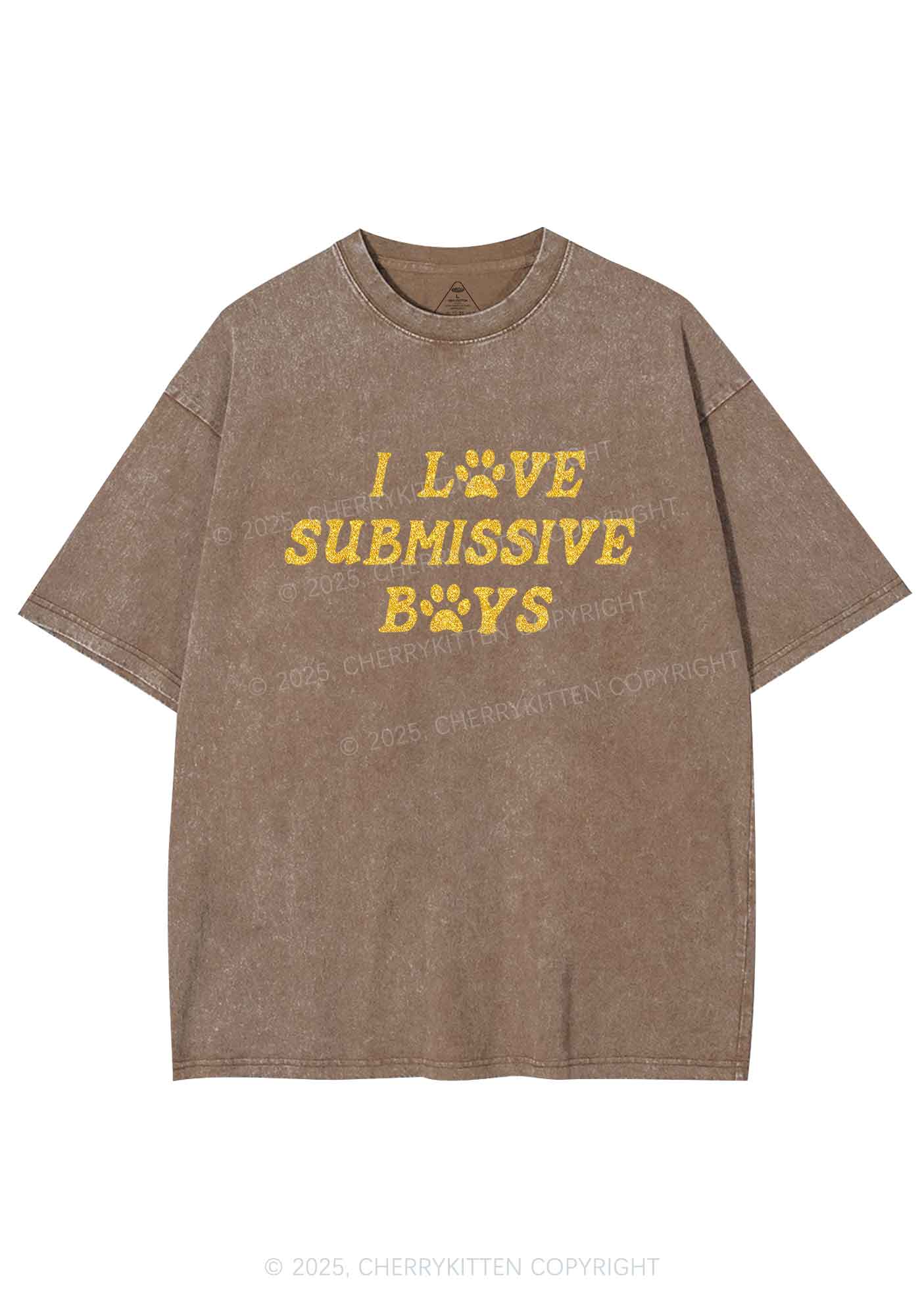 Glitter I Love S Boys Y2K Shirts Washed Tee Cherrykitten