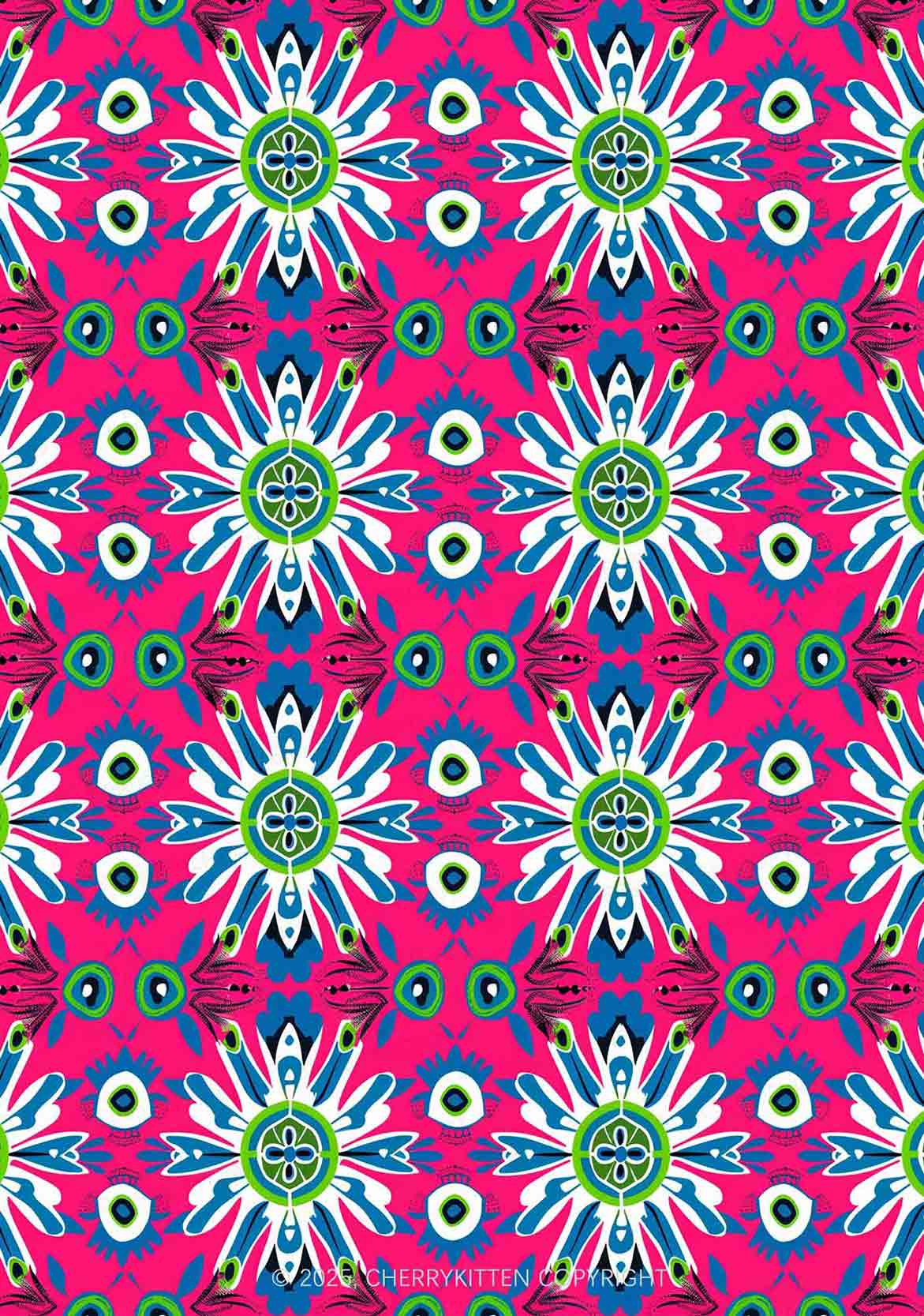 Colorful Symmetric Blooms Y2K Print Bikini Set Cherrykitten