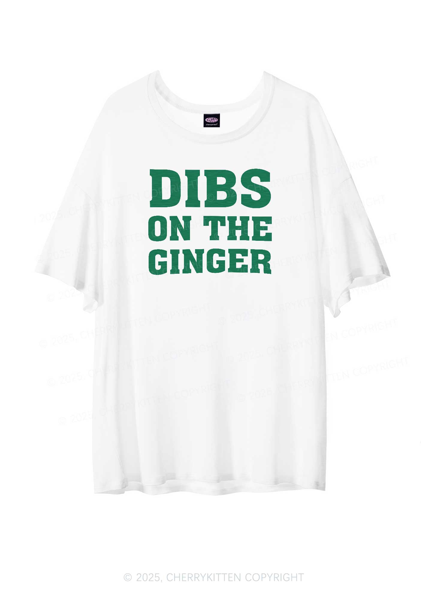 Dibs On The Ginger St Patricks Y2K Sheer Boyfriend Tee Cherrykitten