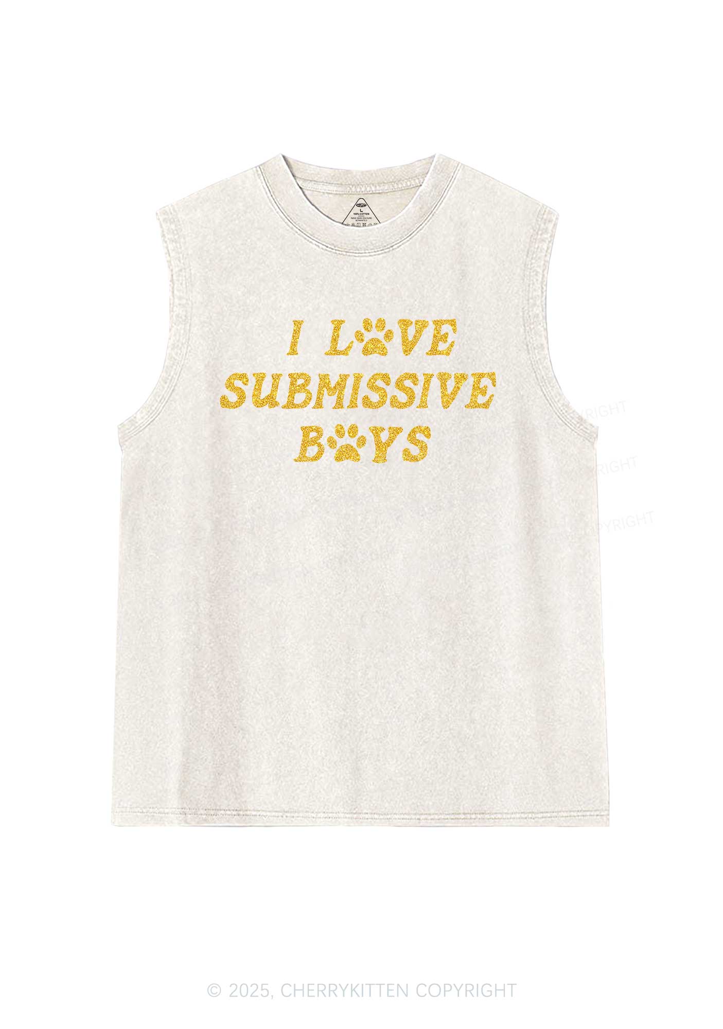Glitter I Love S Boys Y2K Washed Muscle Tank Cherrykitten
