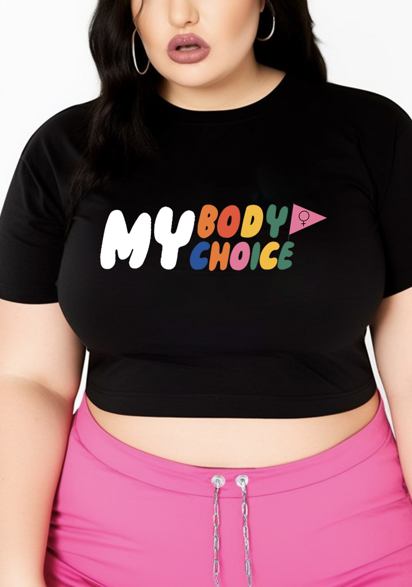 Curvy My Body My Choice Flag Baby Tee