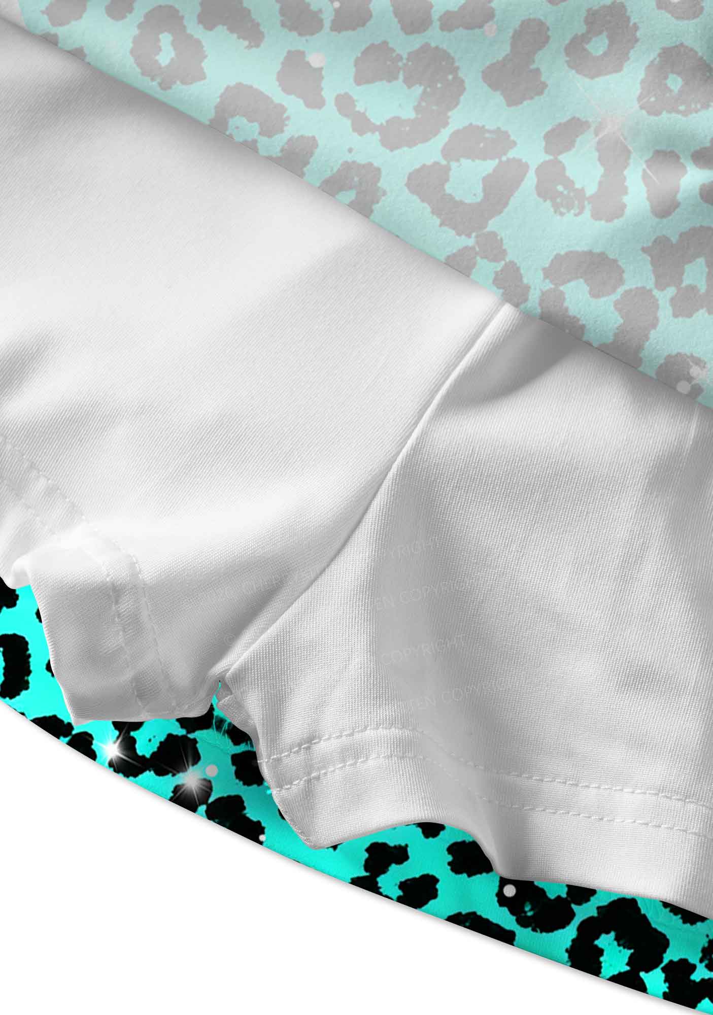 Turquoise Green Leopard Y2K Print Mini Skirt Cherrykitten