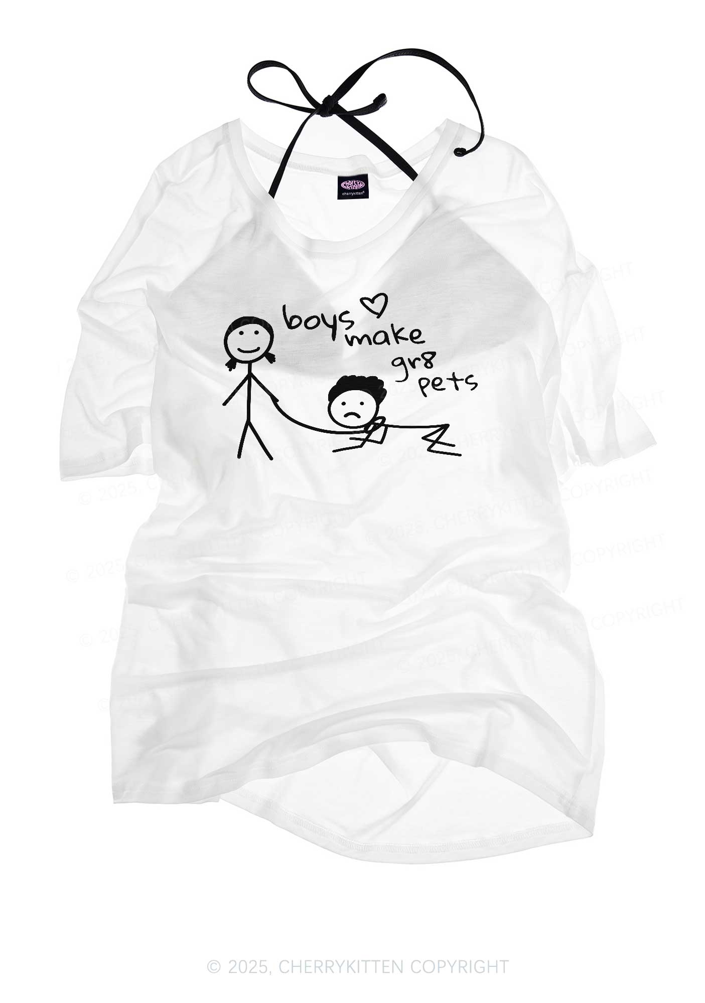 Boys Make Gr8 Pets Y2K Sheer Boyfriend Tee Cherrykitten