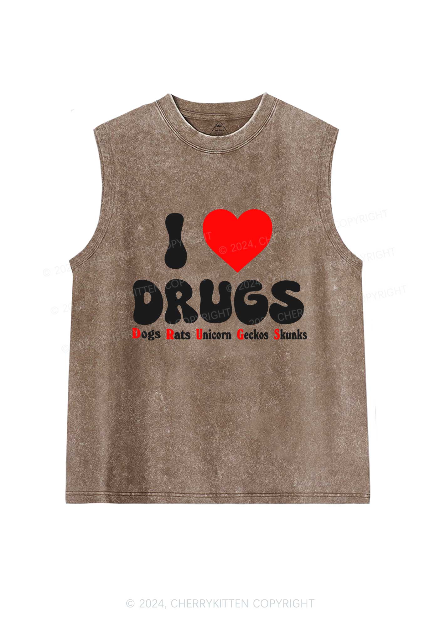 I Love Drxgs Y2K Washed Tank Cherrykitten
