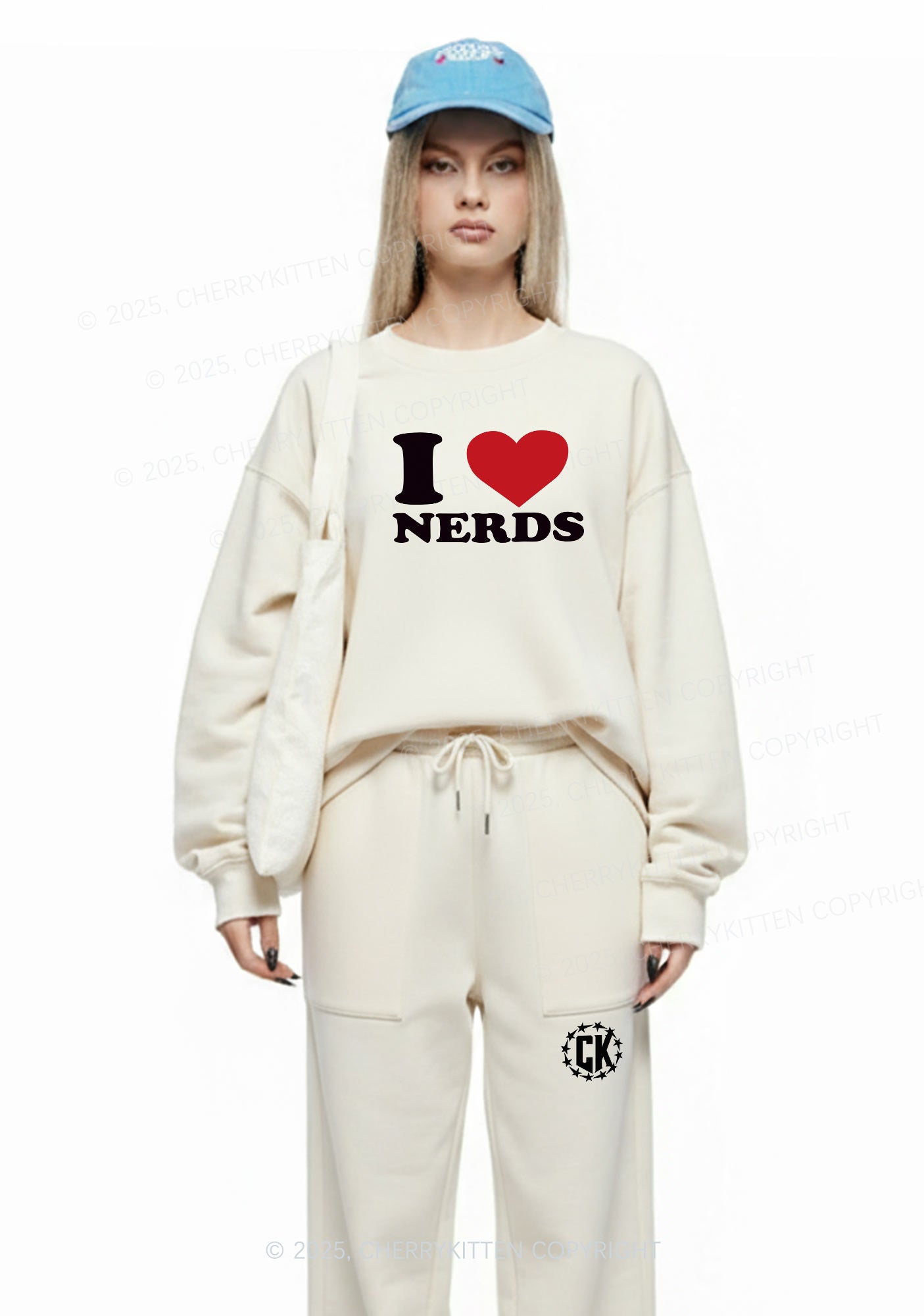 I Love Nerds Y2K Fleece Sweatshirts Set Cherrykitten