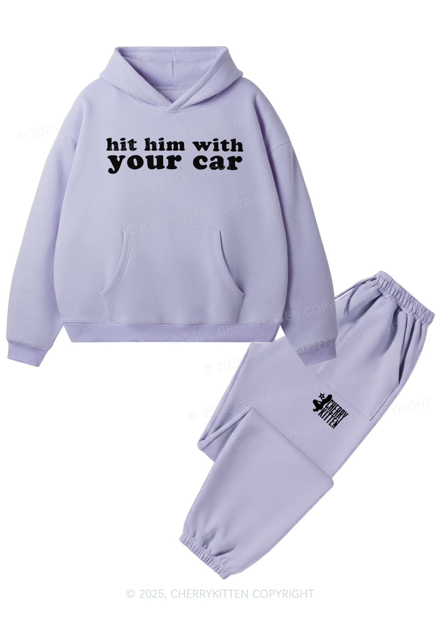 Hit Him Y2K Fleece Hoodie Set Cherrykitten