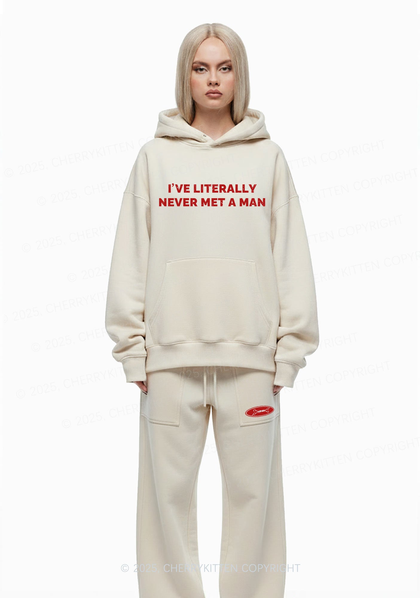 Never Met A Man Pride Y2K Fleece Hoodie Set Cherrykitten